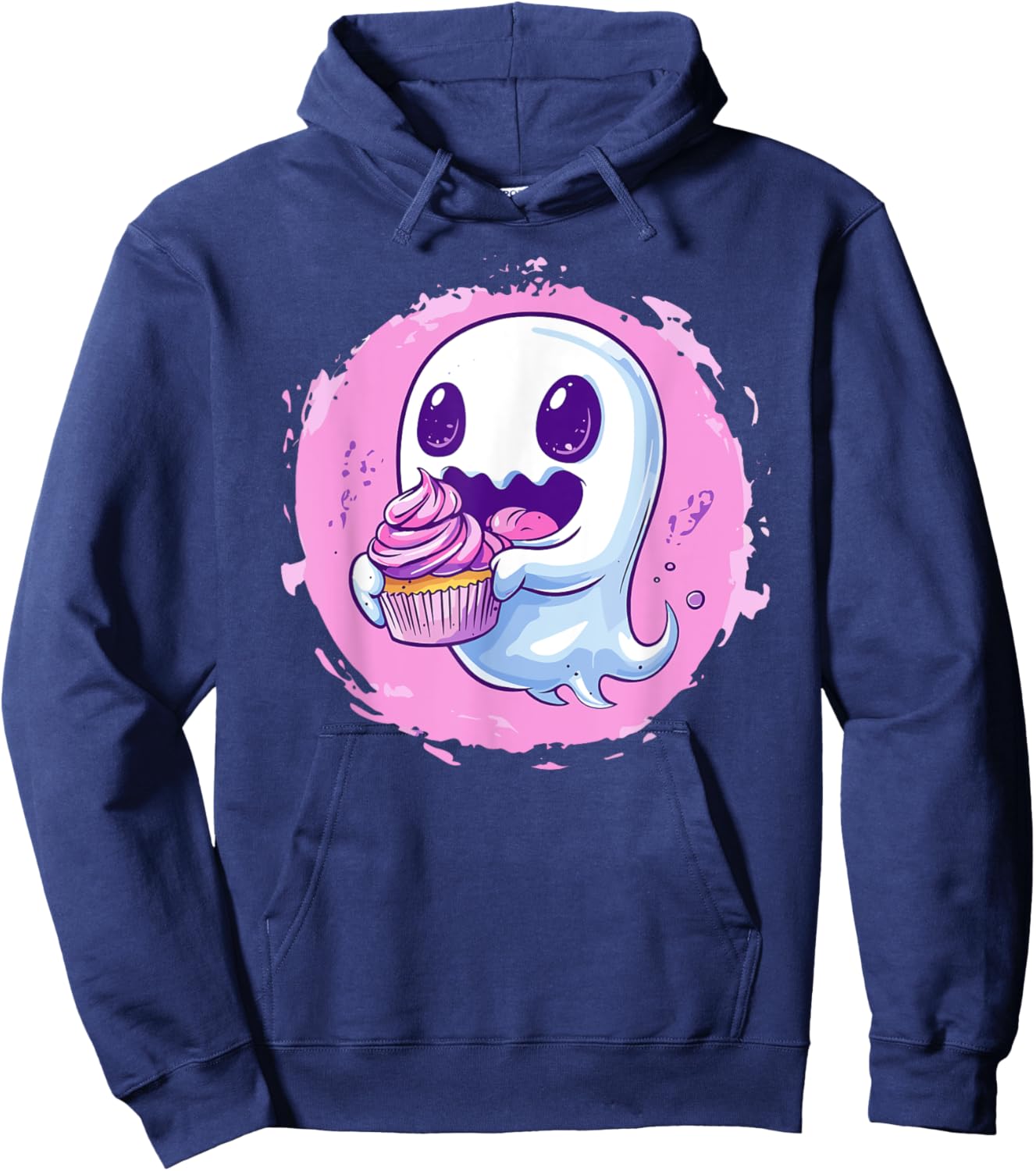 Adorable Ghost Holding Cupcake Delight Hoodie - Hoodie | Navy