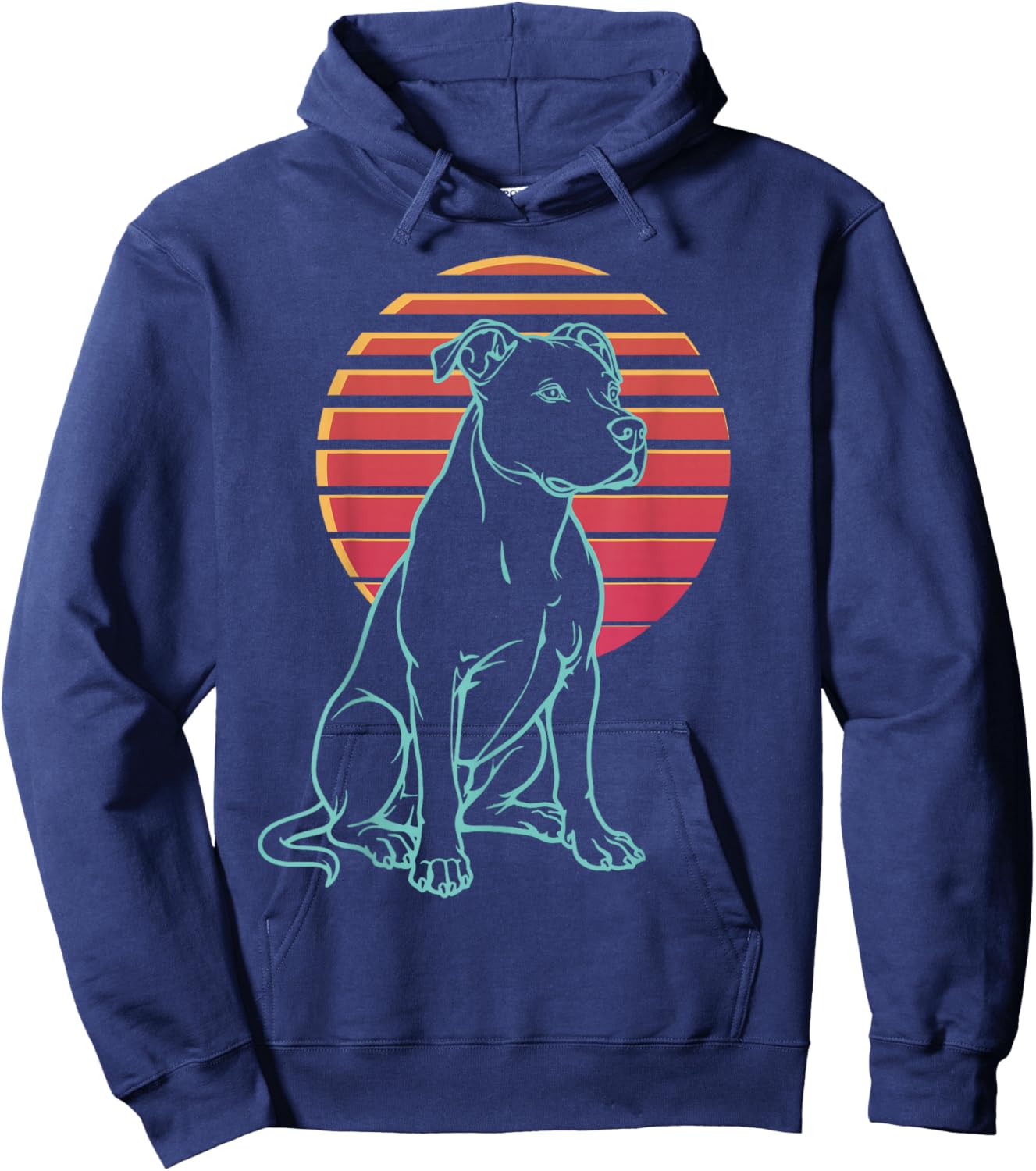 Pitbull Lover Dog Owner Retro Synthwave 80s Hoodie - Hoodie | Navy