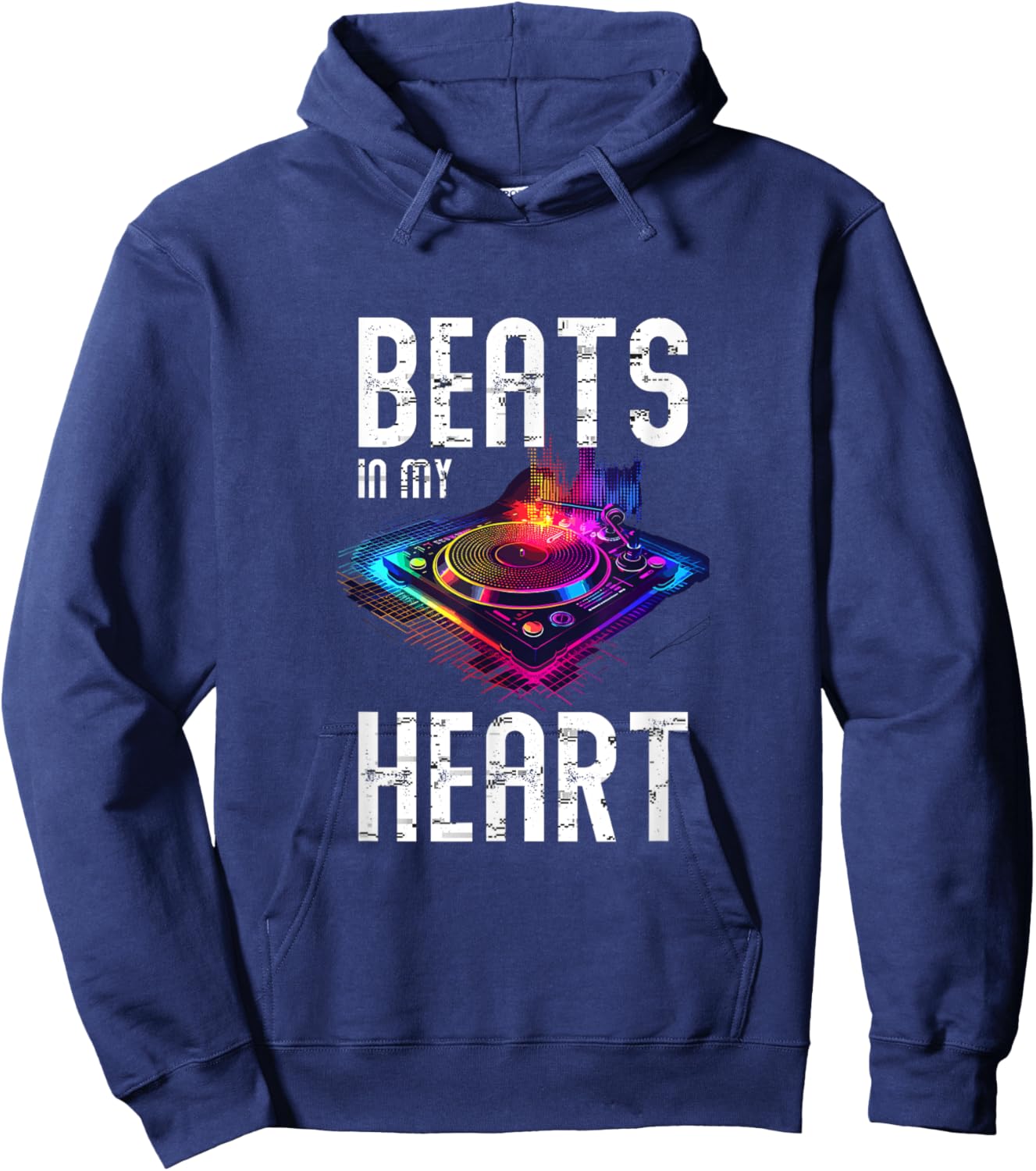 Beats In My Heart Colorful Music Vibes Hoodie - Hoodie | Navy