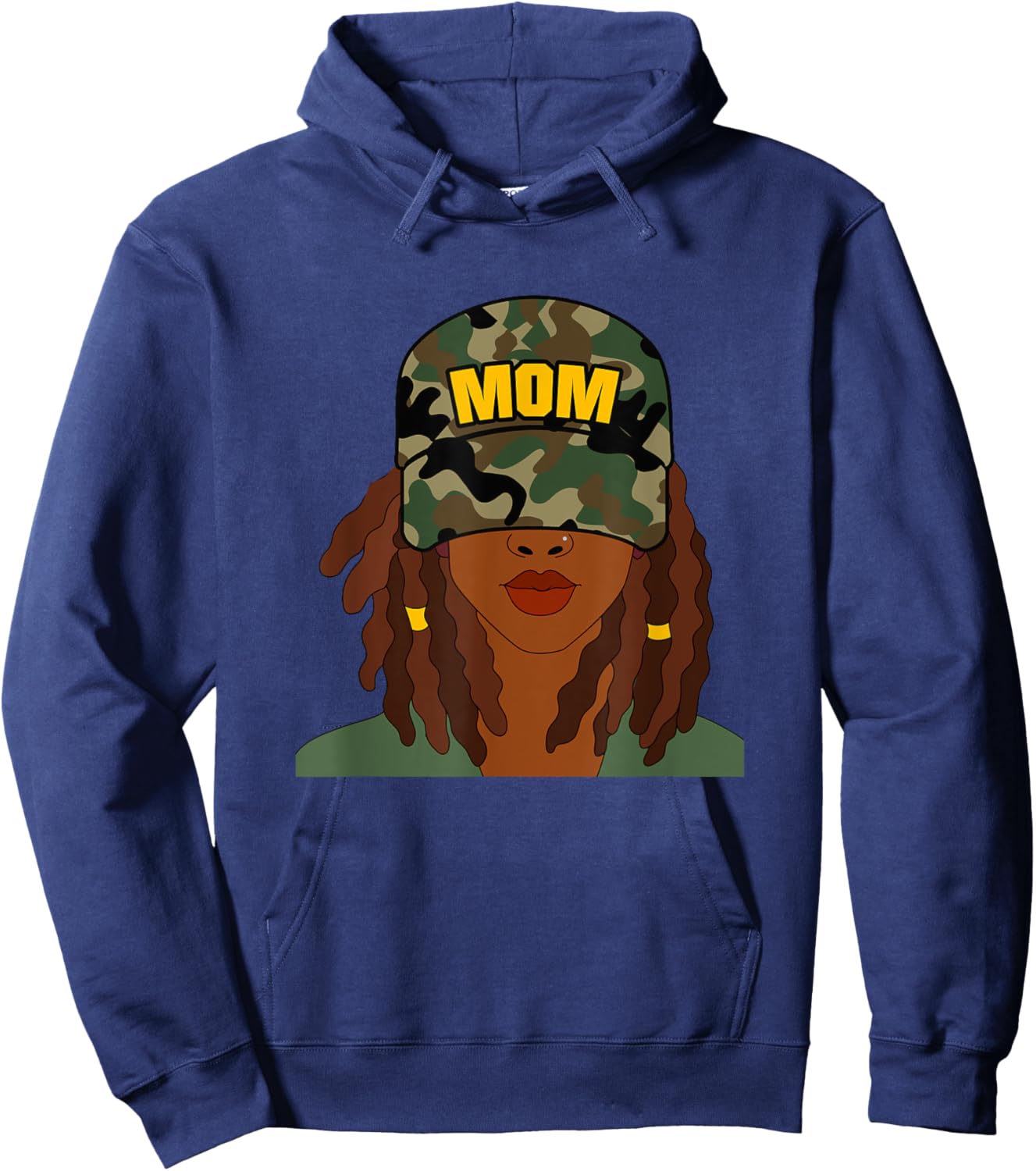 African American Mom Mother's Day Locs Camo Hat Hoodie - Hoodie | Navy