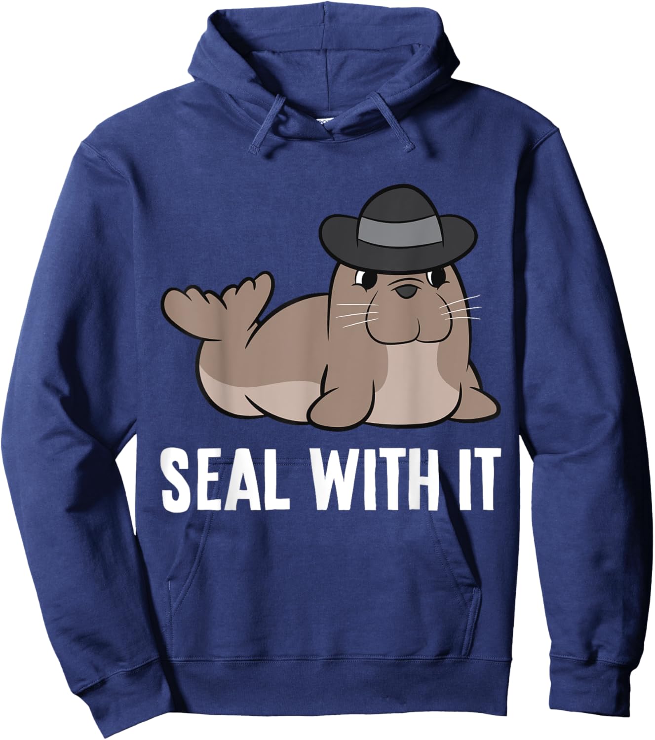 Seal With It Funny Saying Seal Pun Cute Seal Hoodie - Hoodie | Navy