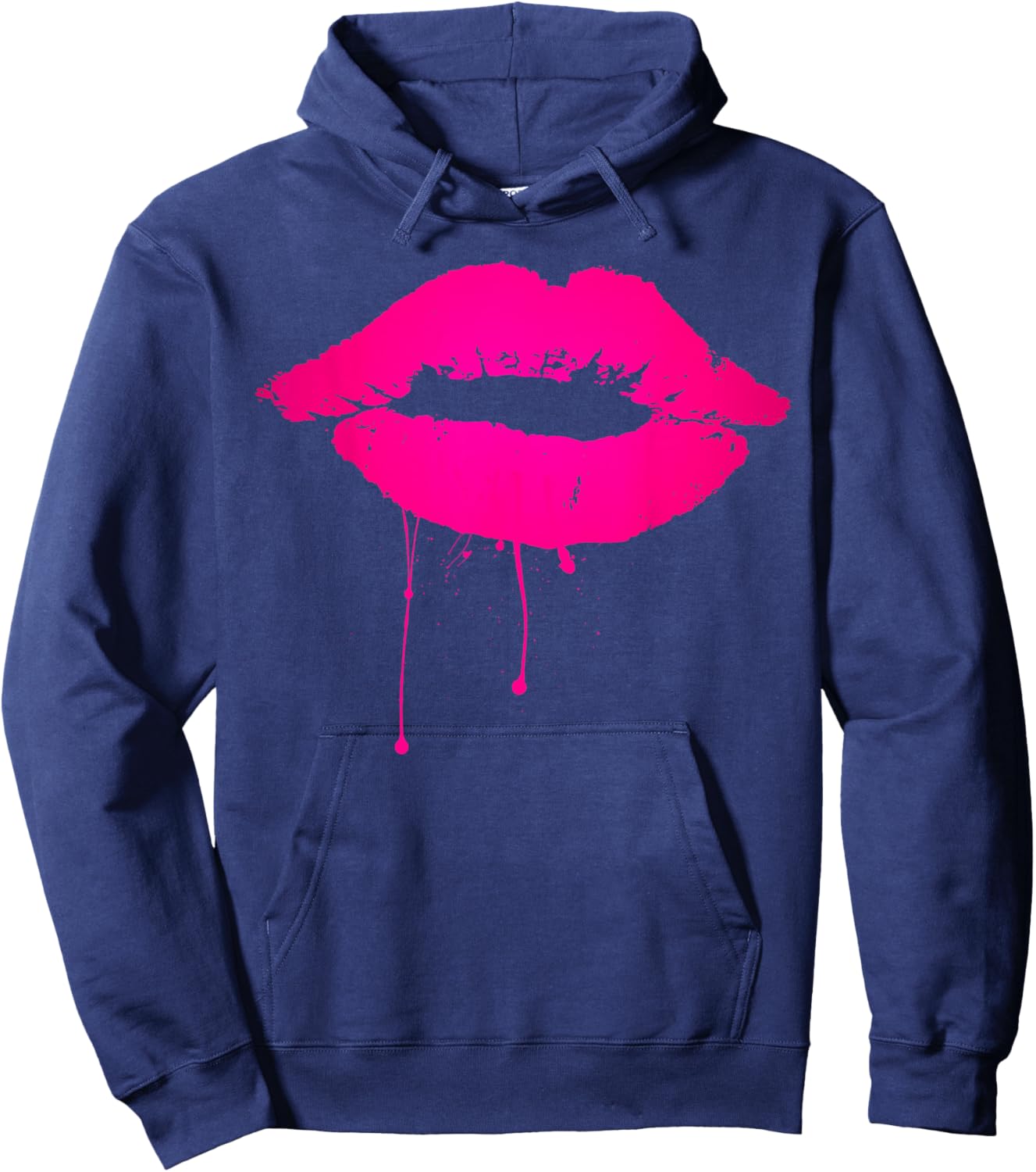 Touchlines Sexy Neon Lips 80s , Black, S Hoodie - Hoodie | Navy