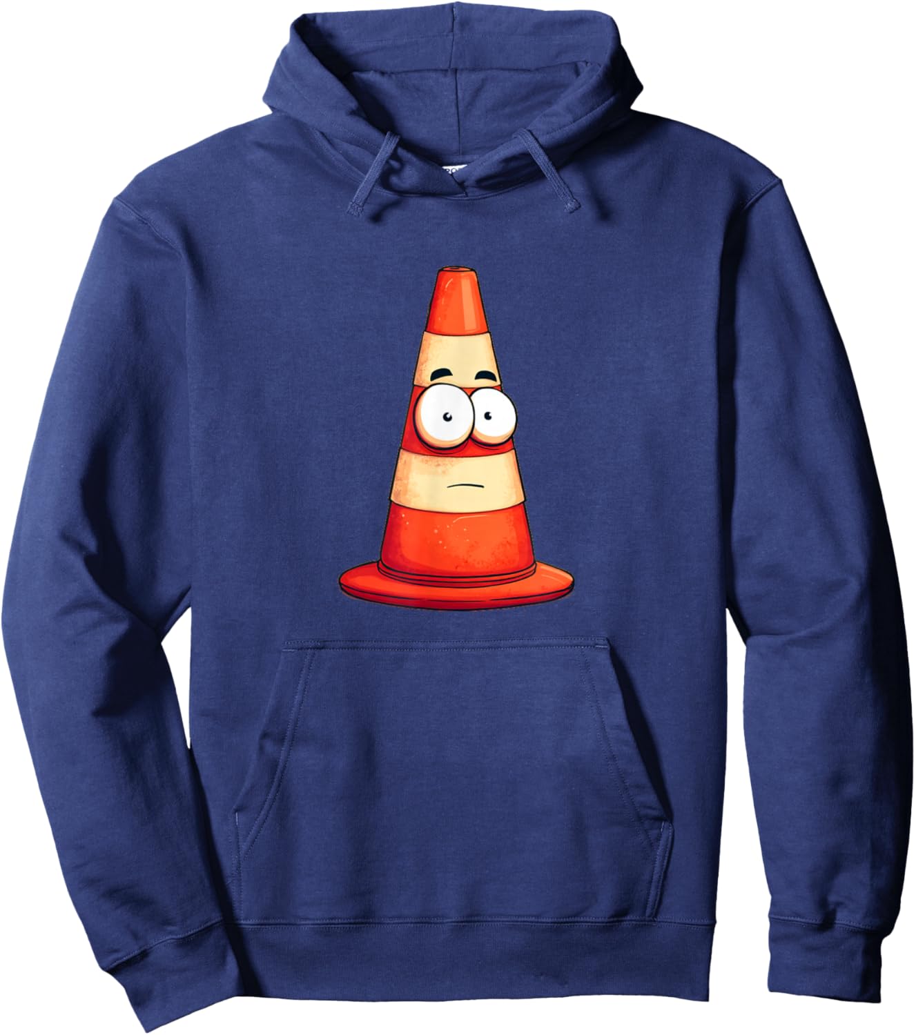 Funny Traffic Cone Face Expression Logo Hoodie - Hoodie | Navy