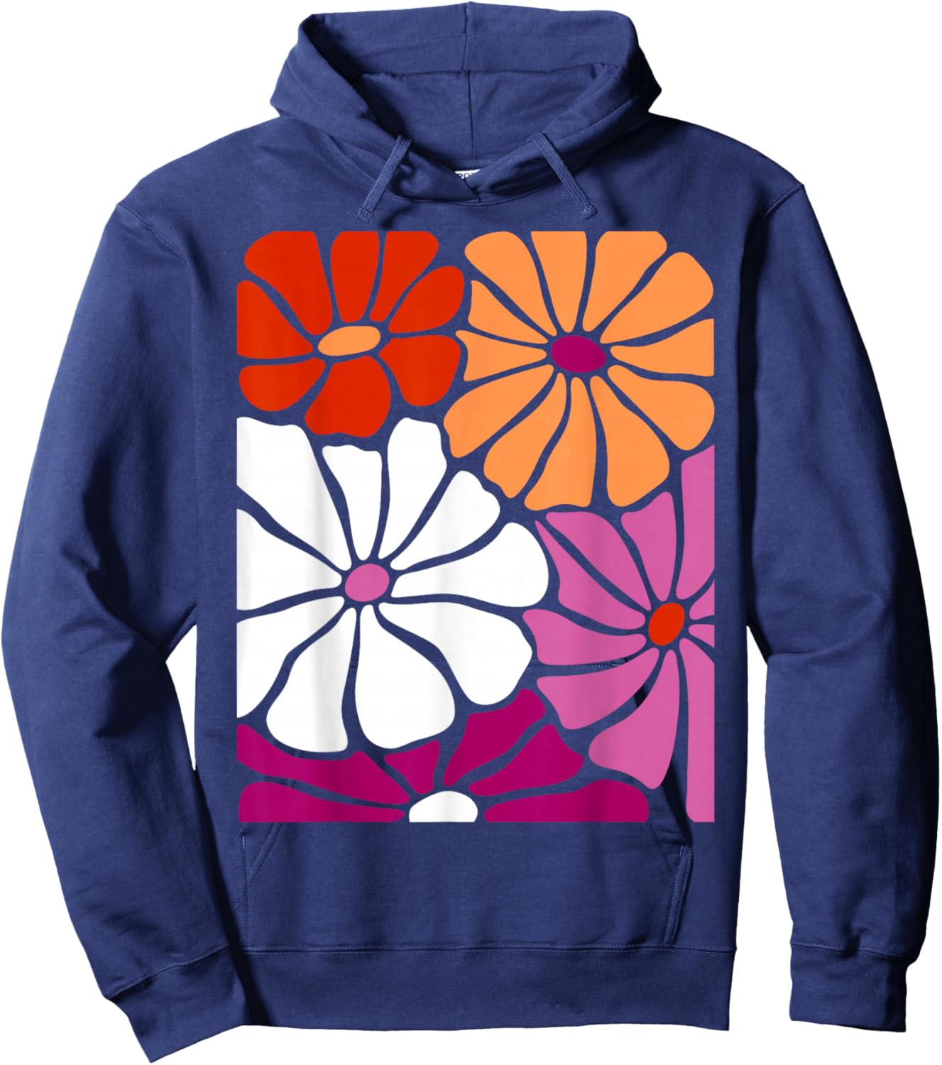 Colorful Floral Lesbian Pride Art Hoodie - Hoodie | Navy