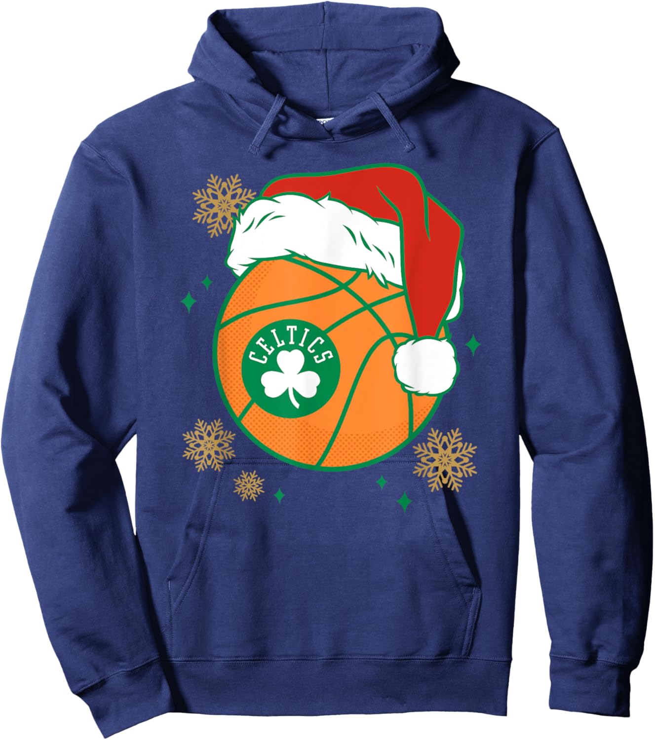 NBA Boston Celtics Christmas Santa Hat Ball Hoodie - Hoodie | Navy