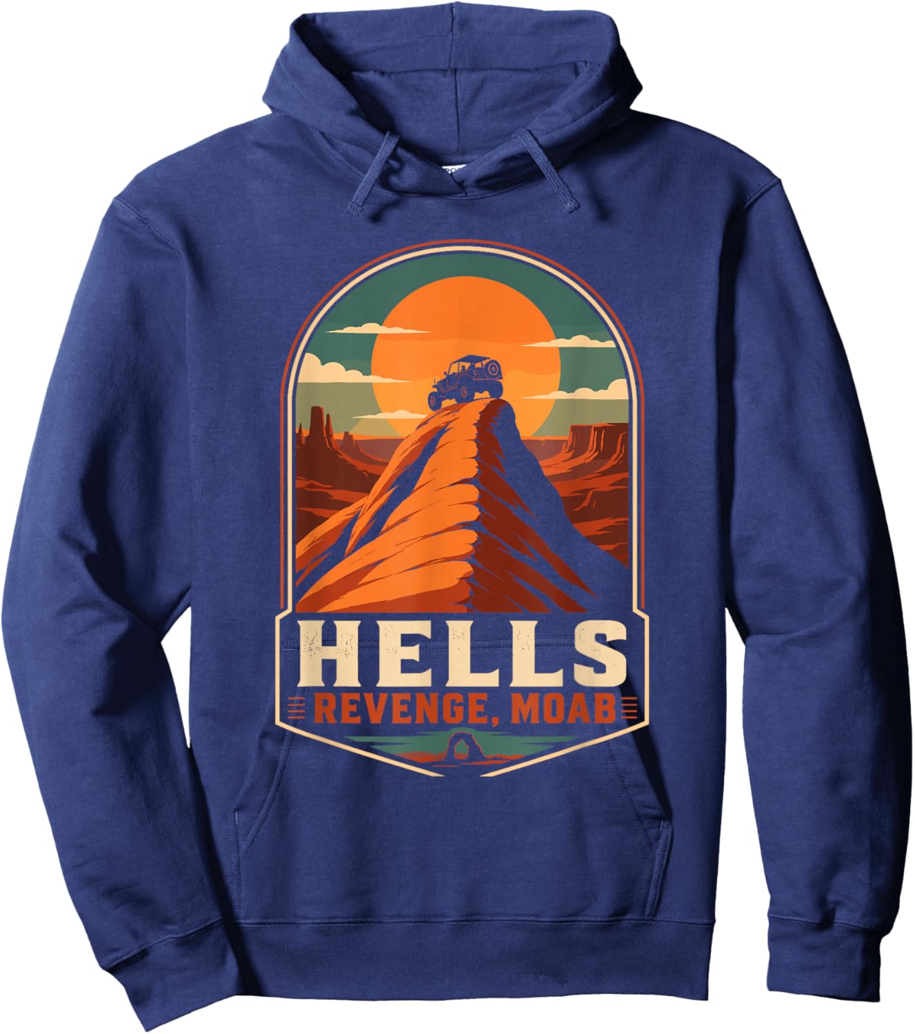 Hell's Revenge Moab Offroad Sunset Badge Hoodie - Hoodie | Navy