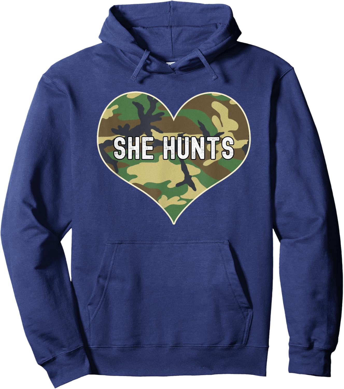 Female Hunter Love Hunting Camo Heart Women Hoodie - Hoodie | Navy