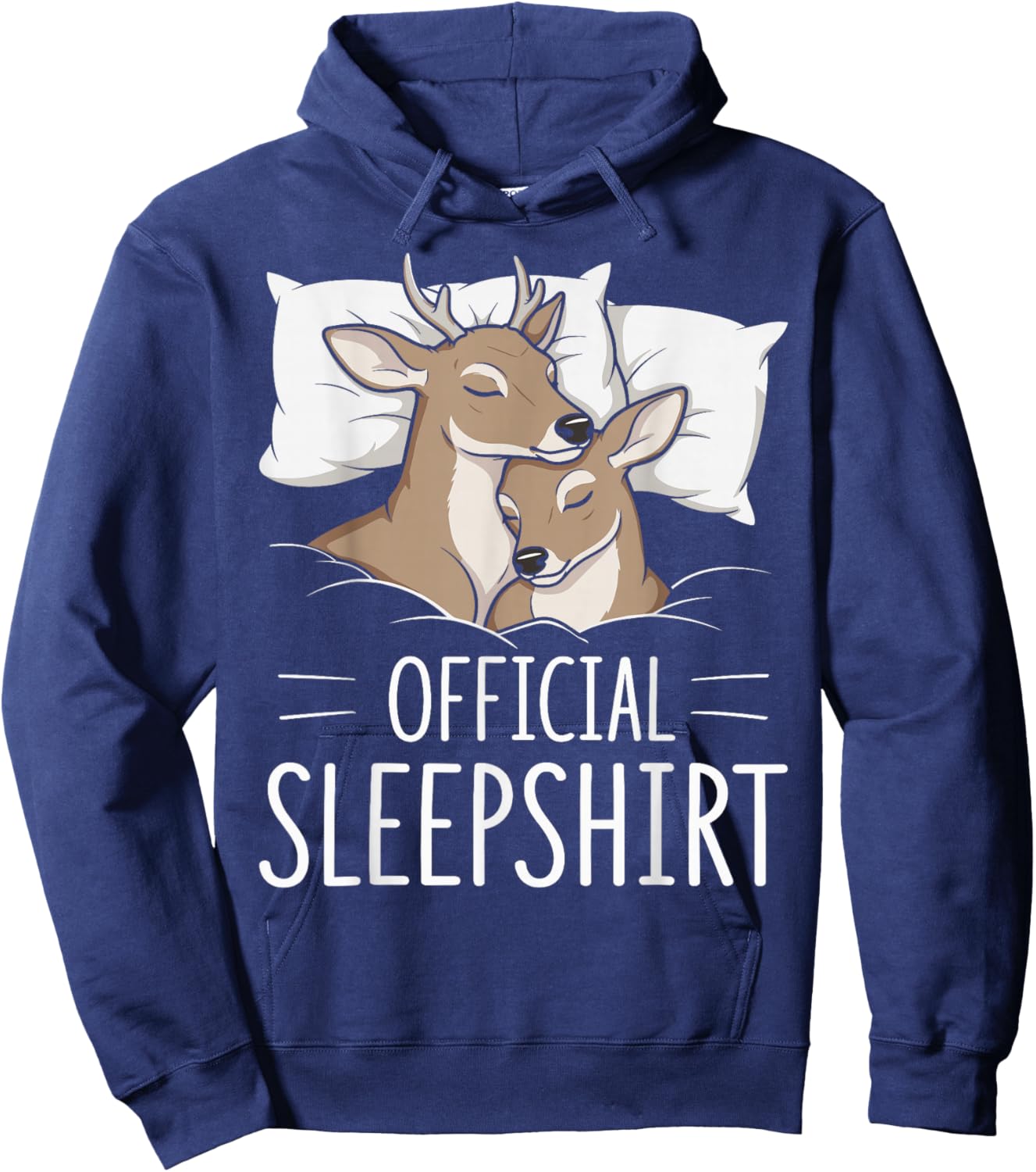 Official Sleepshirt Sleeping Deer Lovers Pajama Hoodie - Hoodie | Navy