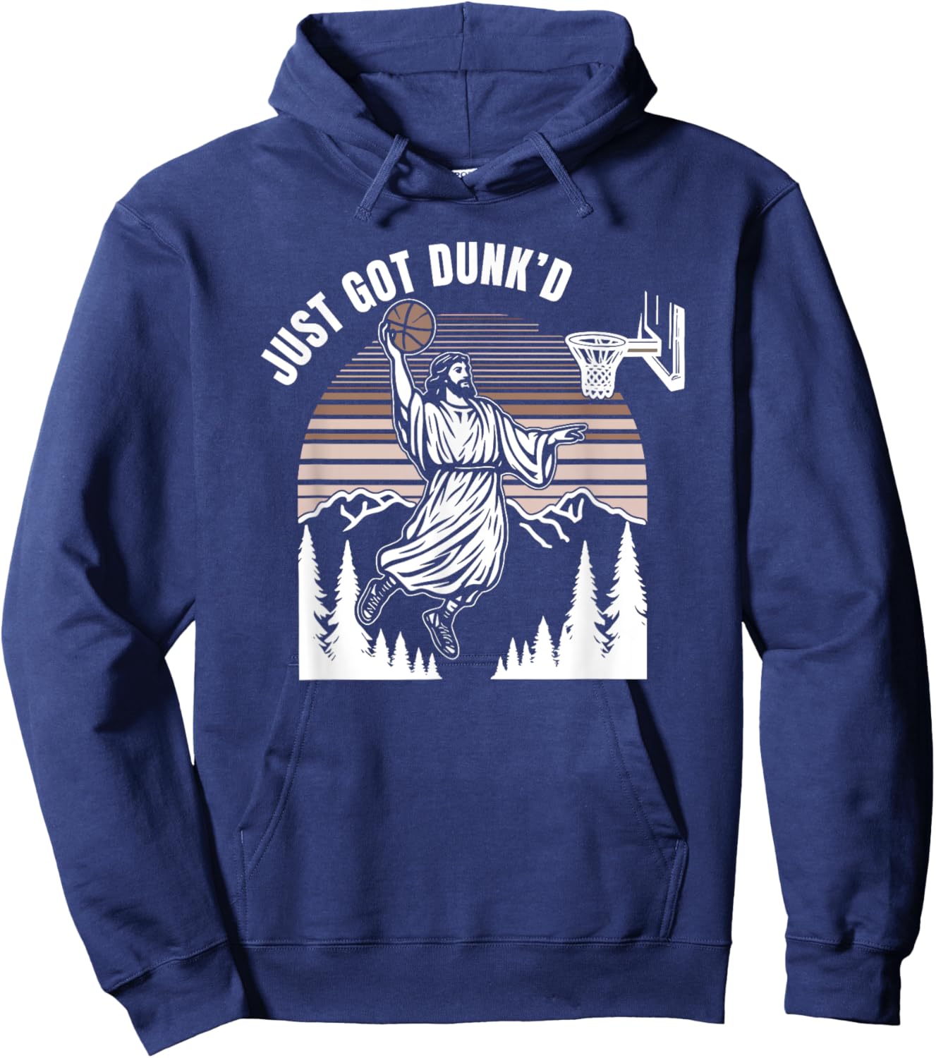 Just Got Dunked, Funny Jesus Basketball Hoodie - Hoodie | Navy