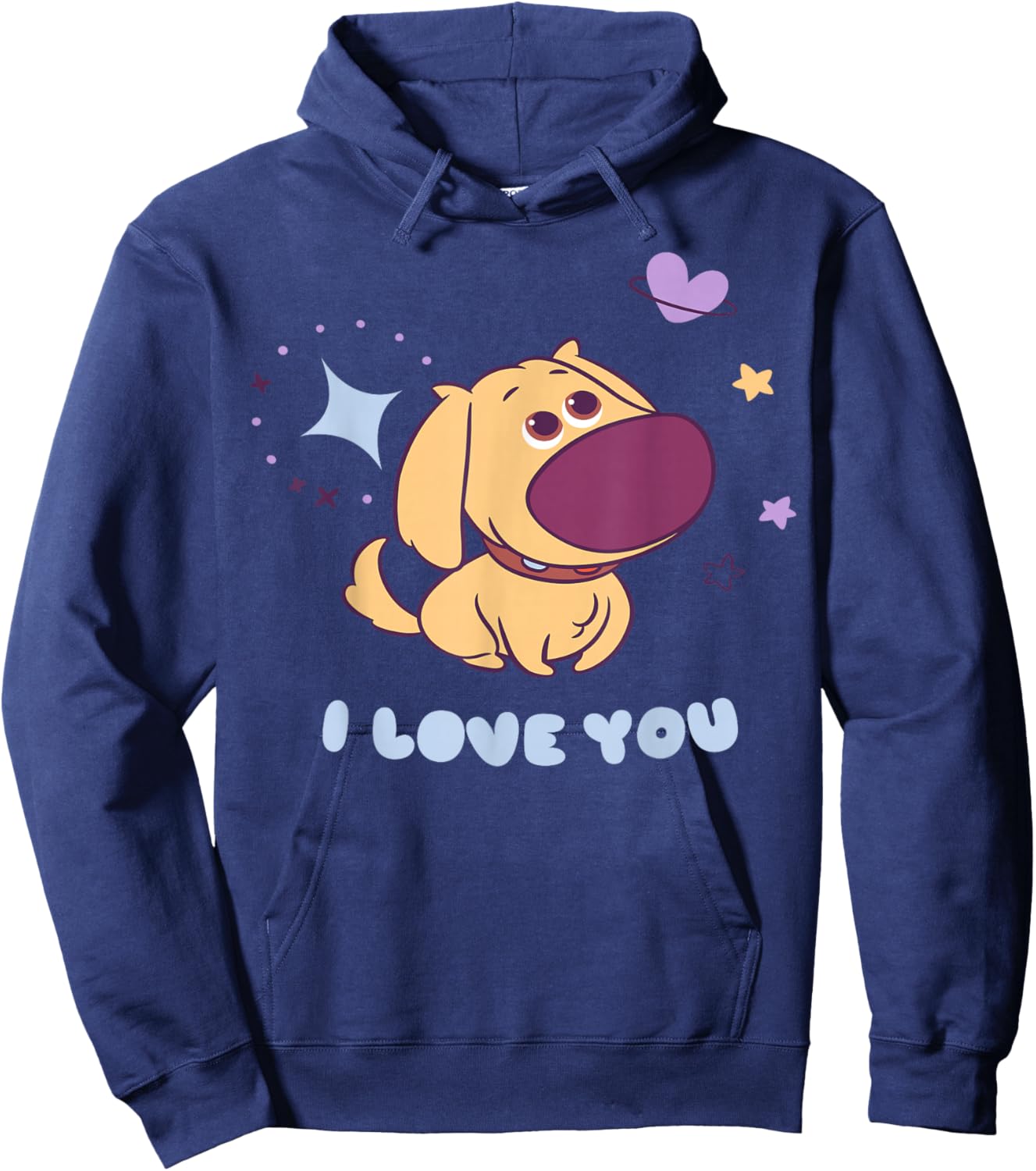 Disney Pixar Up I Love You Dug Cute and Chibi Hoodie - Hoodie | Navy