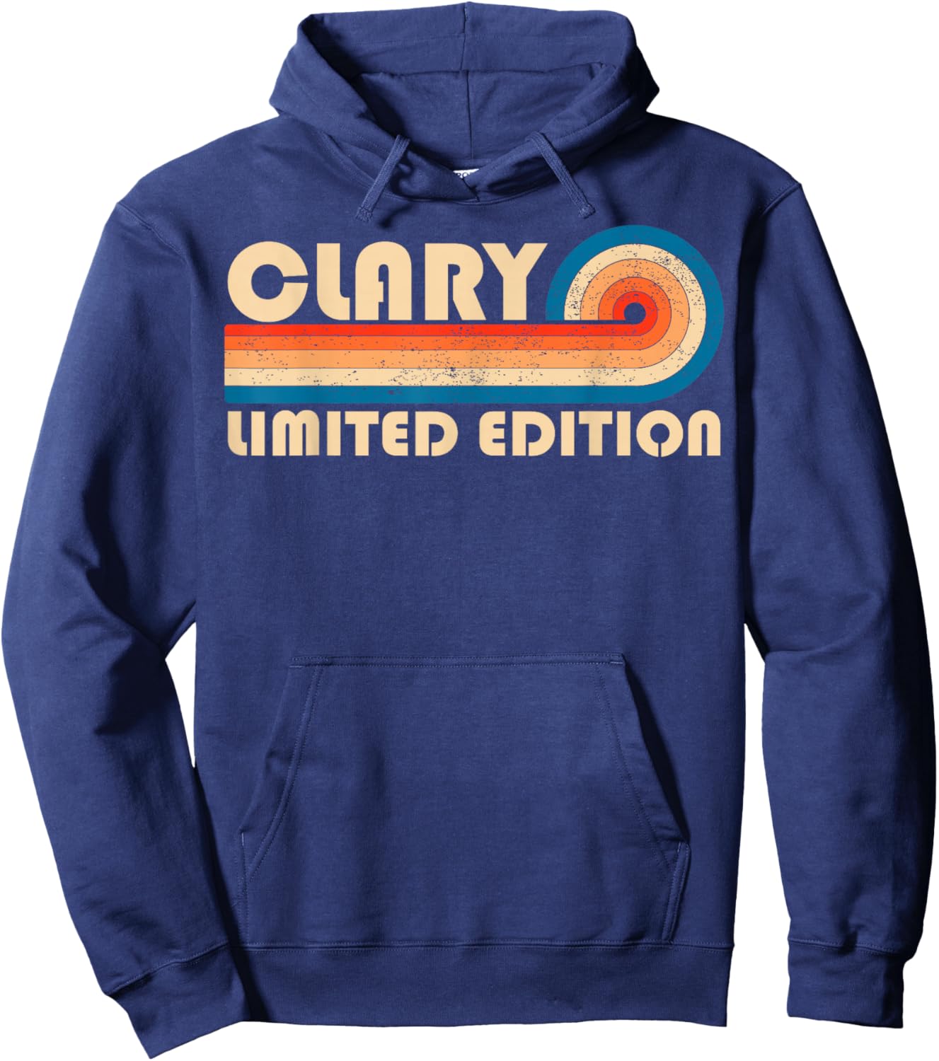 Clary Retro 70s 80s Sunset Stripe Hoodie - Hoodie | Navy