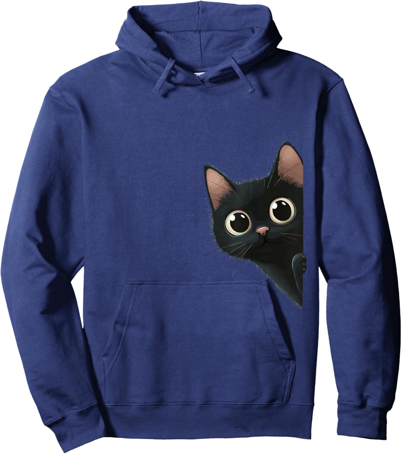 Cute Black Cat Peeking Curious Kitten Hoodie - Hoodie | Navy
