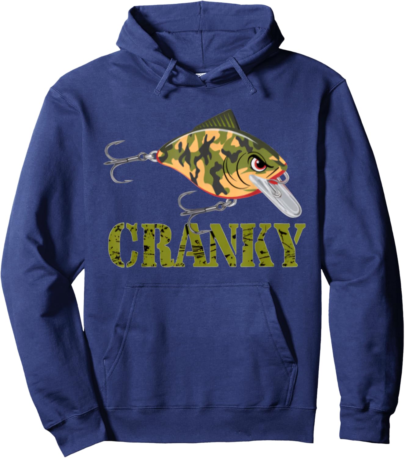 Cranky Camo Crankbait Fishing Fathers Day Hoodie - Hoodie | Navy