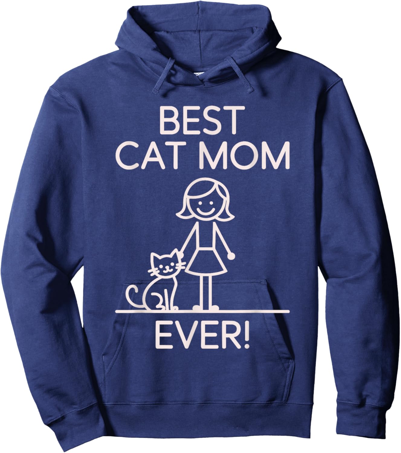 Best Cat Mom Ever Cute Minimalist Graphic Hoodie - Hoodie | Navy