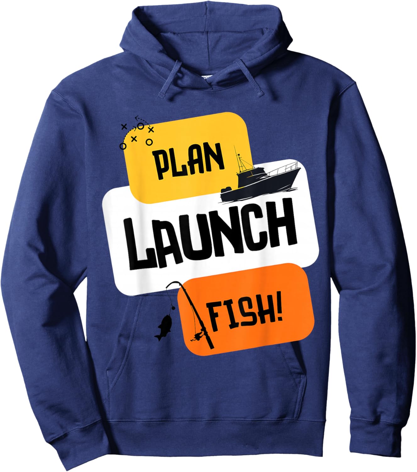Plan Launch Fish - Angler Gameplan Design Hoodie - Hoodie | Navy