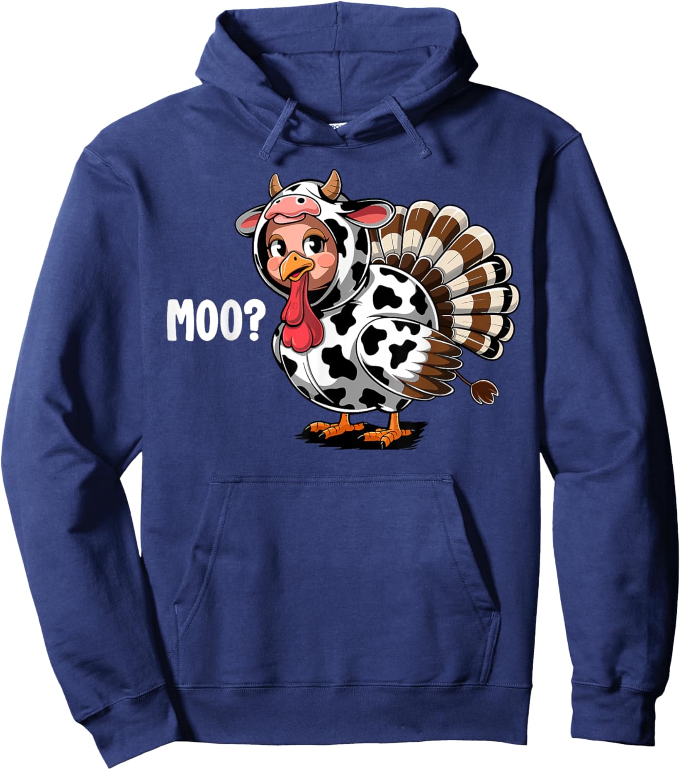 Turkey Moo Funny Thanksgiving Kids Boys Men Hoodie - Hoodie | Navy