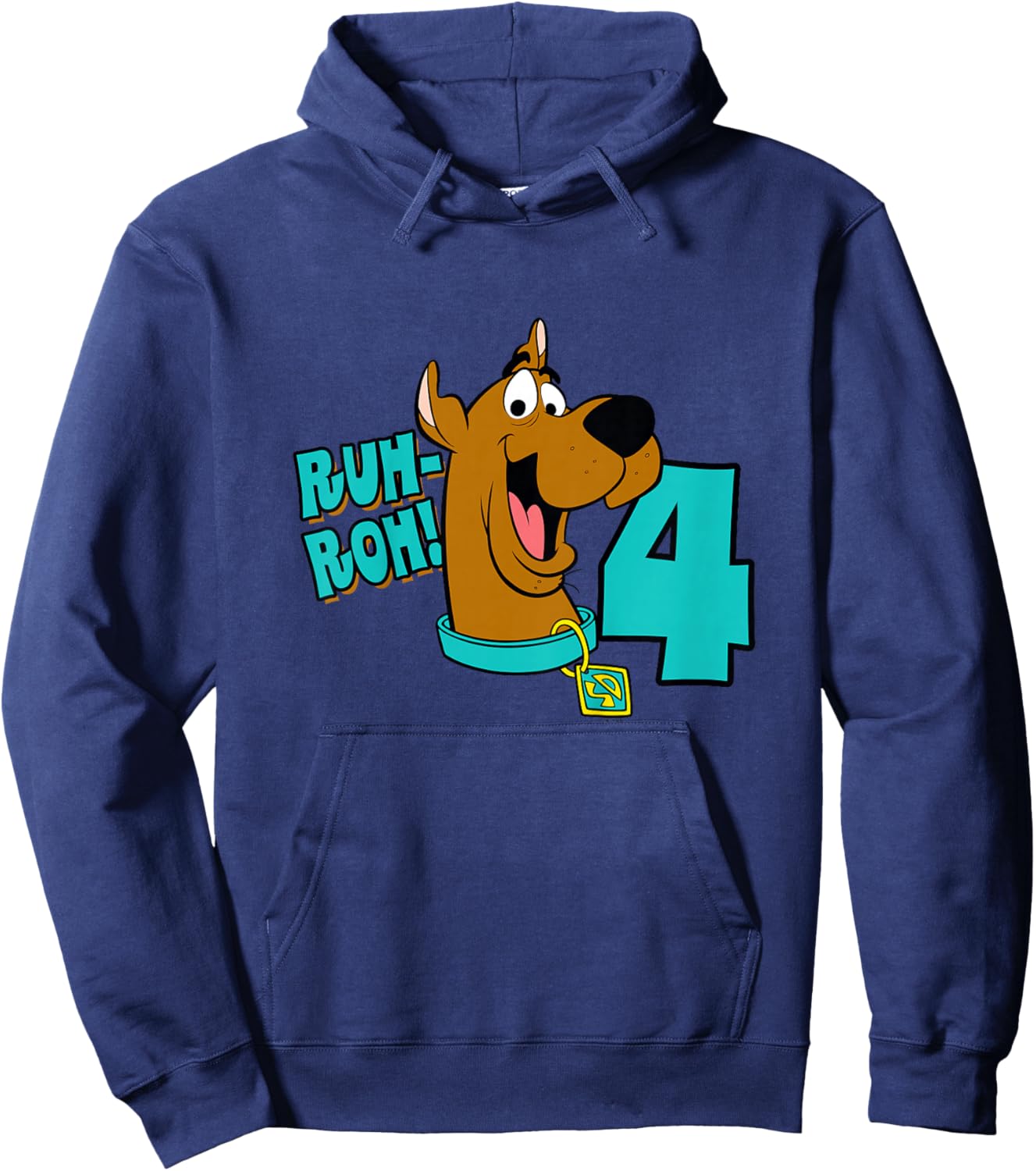 Kids Scooby-Doo 4th Birthday Ruh-Roh! I'm 4! Hoodie - Hoodie | Navy