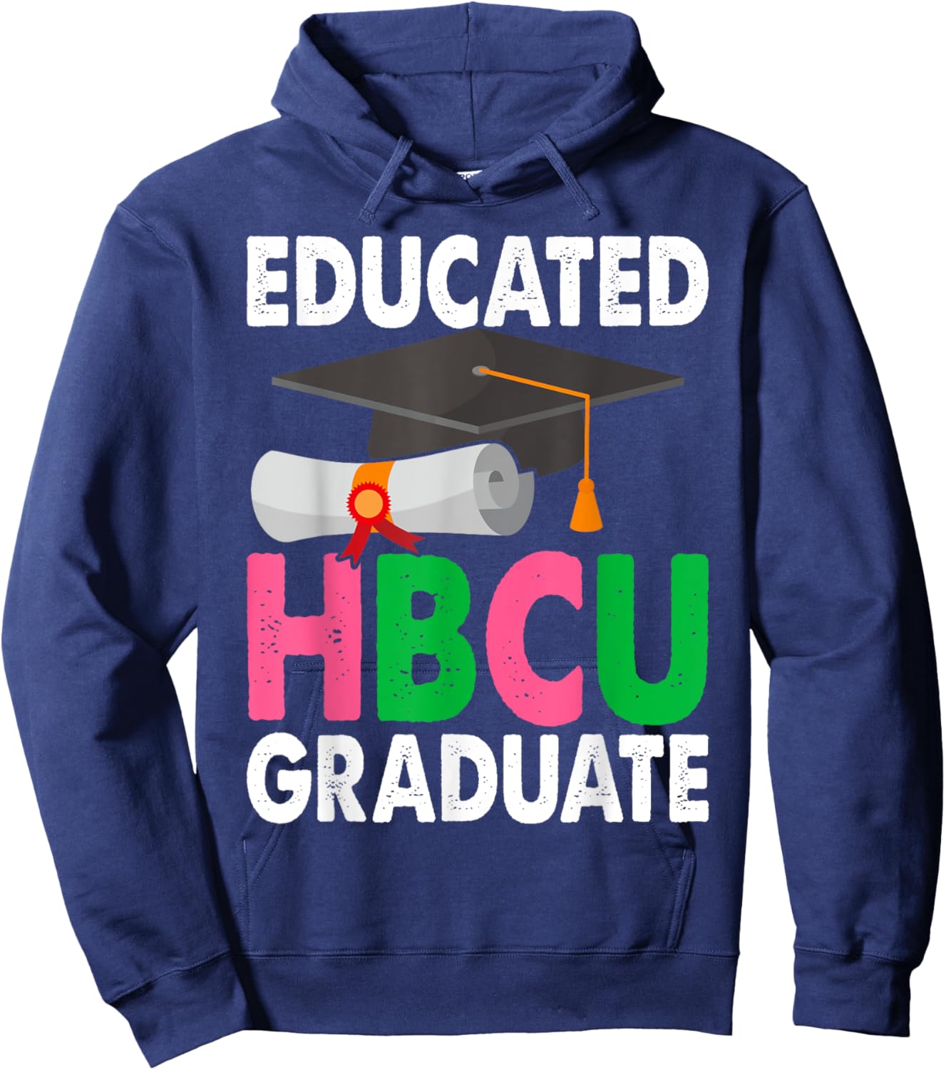 Educated HBCU Pink & Green Graduate Hoodie - Hoodie | Navy