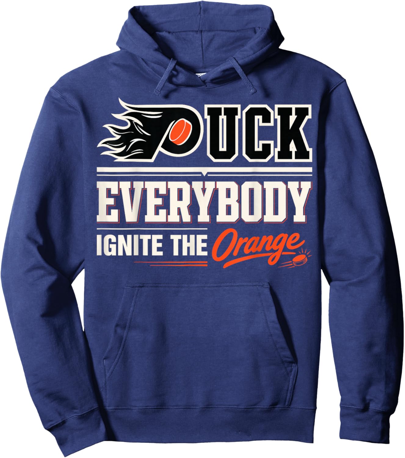 Flyers Puck Everybody Ignite The Orange Vintage Hoodie - Hoodie | Navy
