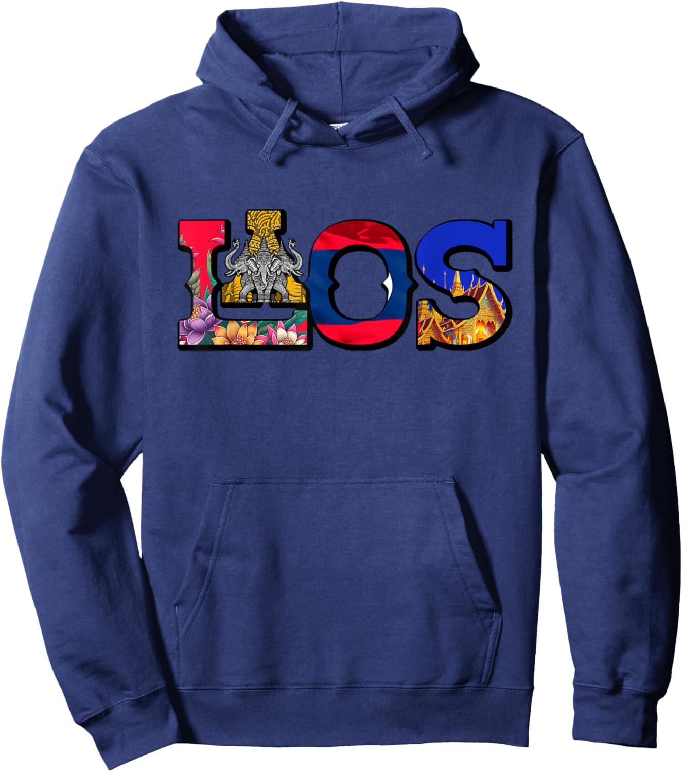 Laos Proud Lao Life Laotian Map Flowers Hoodie - Hoodie | Navy