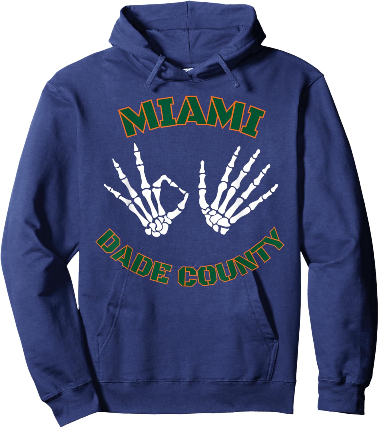 Miami Dade County 305 Skeleton Hands Hoodie - Hoodie | Navy