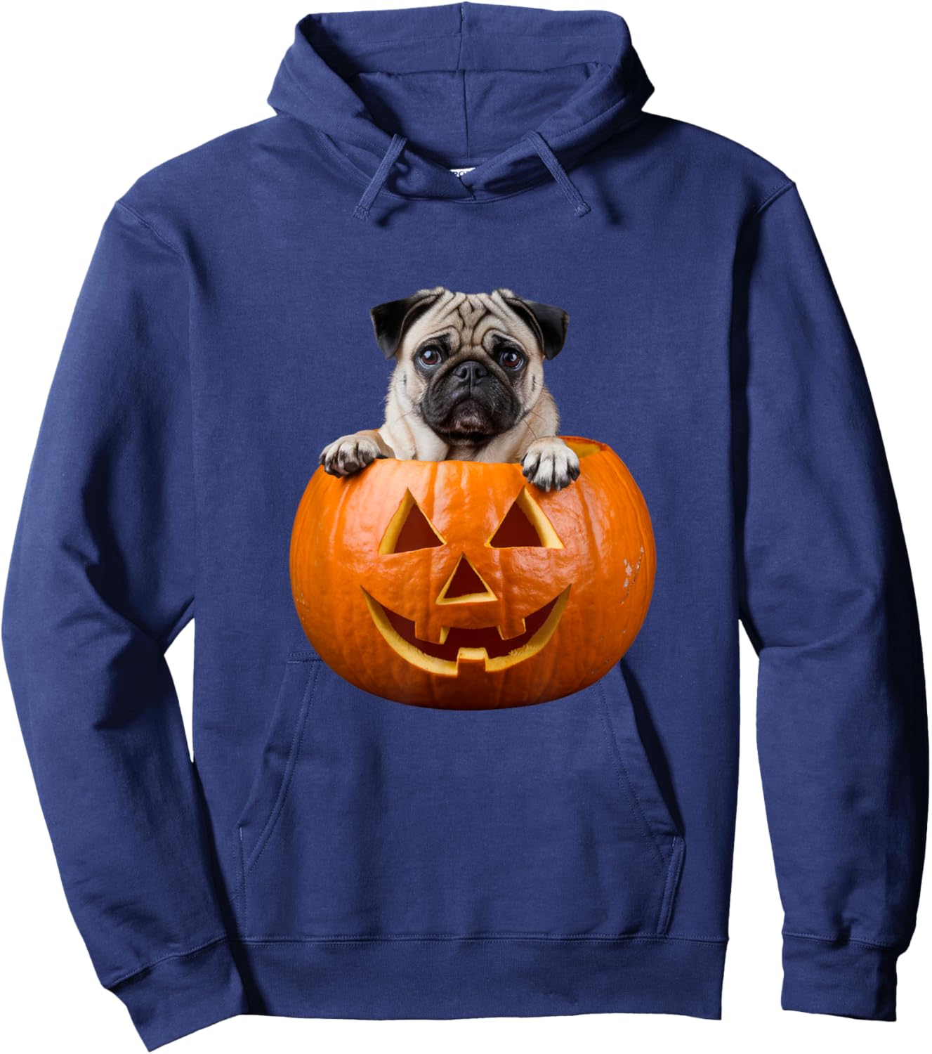 Pug in Pumpkin Halloween Dog Costume Hoodie - Hoodie | Navy