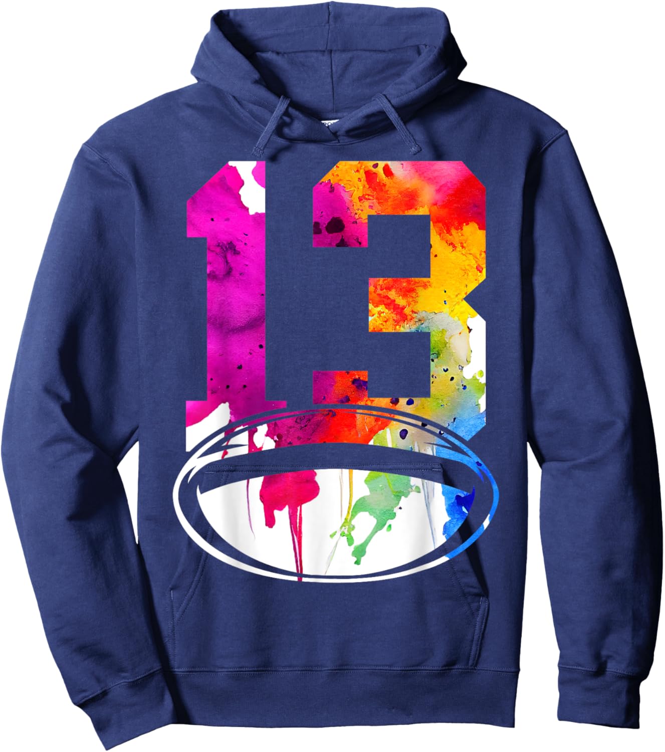 Number 13 Rugby 13th Birthday Hoodie - Hoodie | Navy