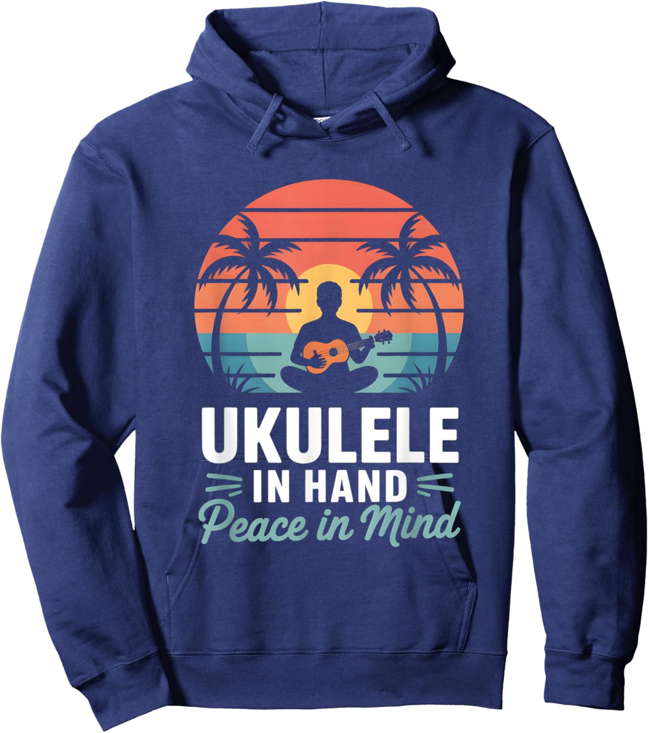 Ukulele in Hand Peace in Mind Beach Meditation Hoodie - Hoodie | Navy
