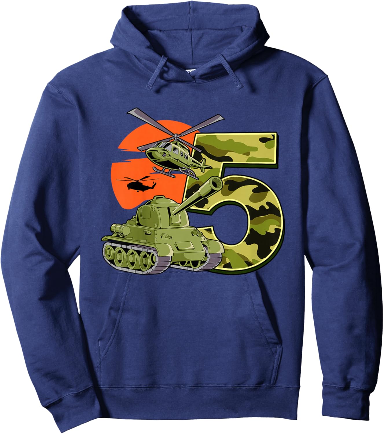 Kids 5th Birthday Army Hoodie - Hoodie | Navy
