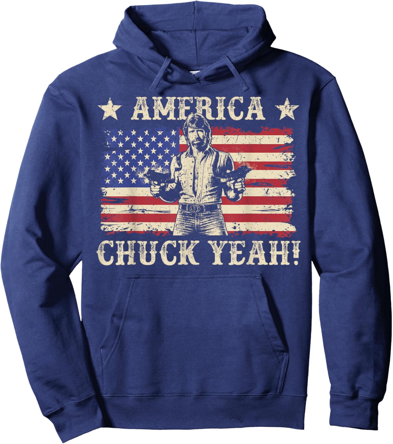 America Chuck Yeah Funny Patriotic USA Chuck Hoodie - Hoodie | Navy