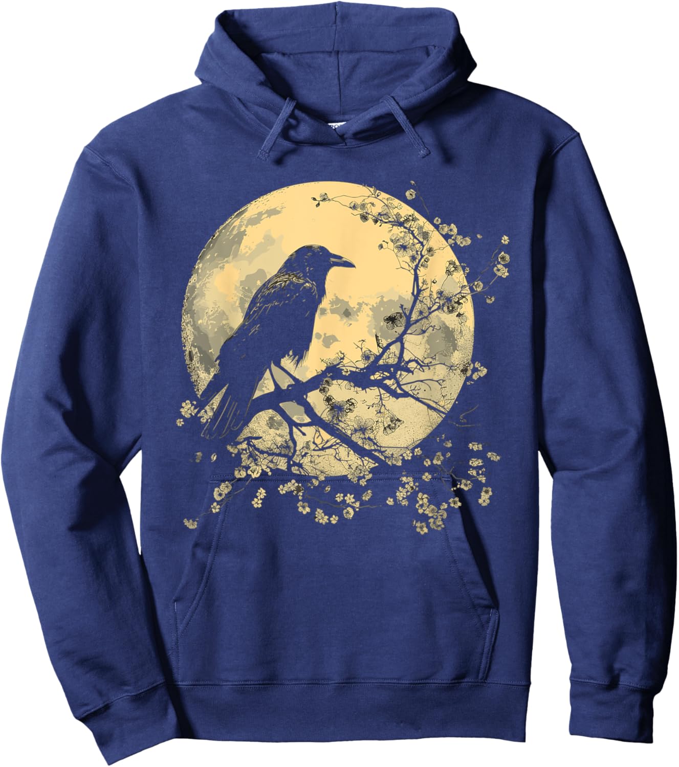 Black Raven Nature Art Crow Moon Hoodie - Hoodie | Navy