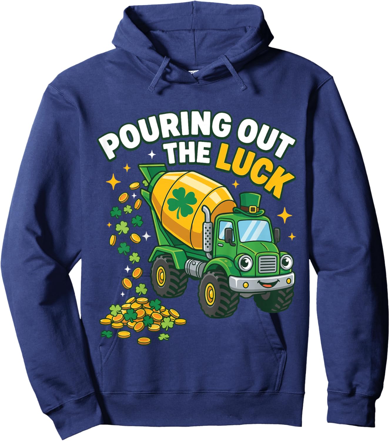 Boys St Patricks Day Truck Shamrock Lucky Mixer Hoodie - Hoodie | Navy