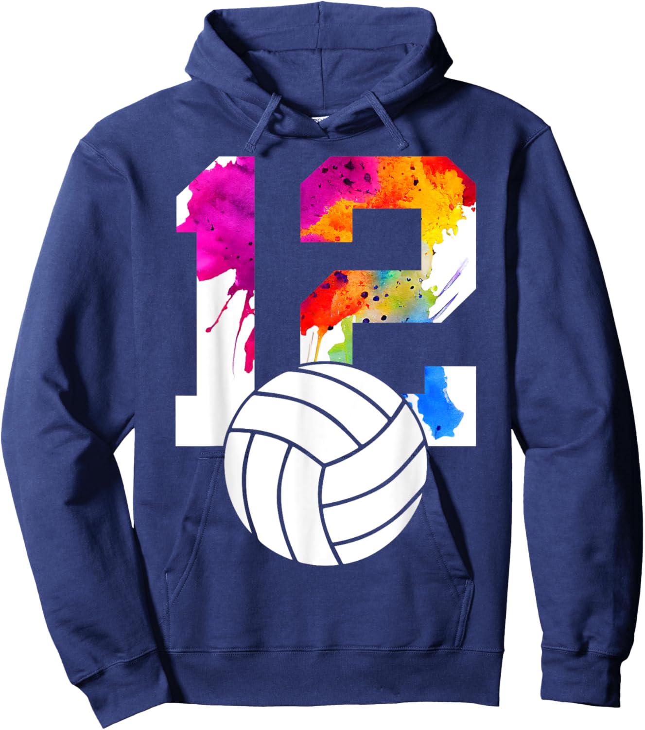 Number 12 Volleyball 12th Birthday Hoodie - Hoodie | Navy