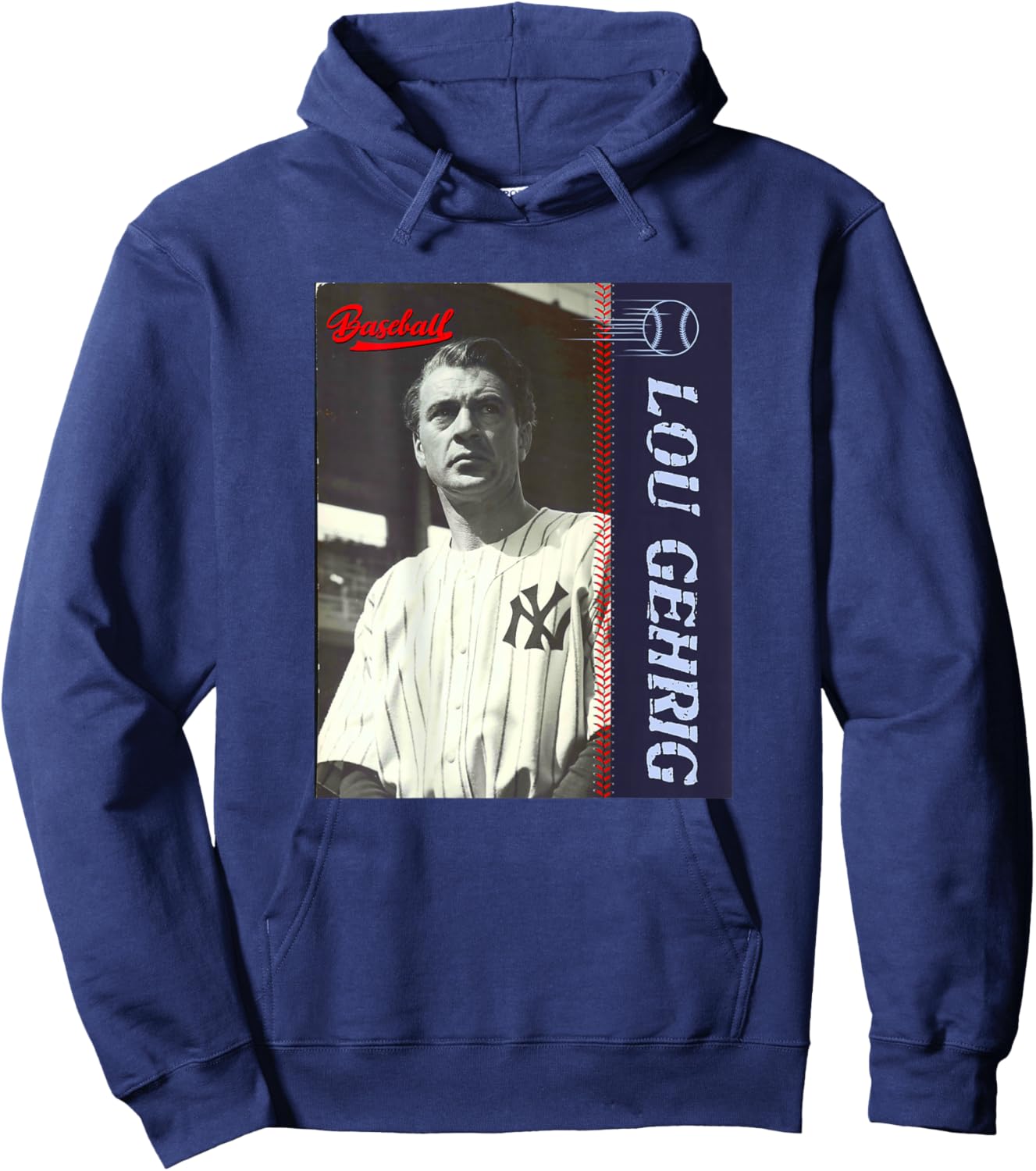 Lou Gehrig_Baseball_001_Back Printed Hoodie - Hoodie | Navy