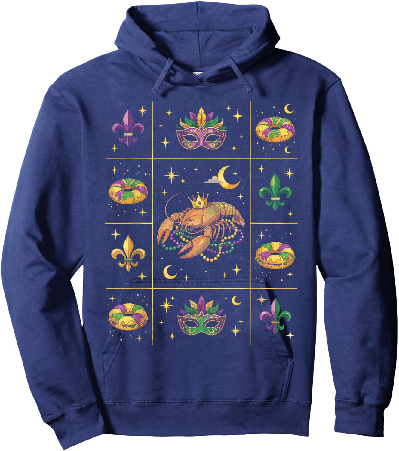 Crayfish Carnival Mardi Gras Hoodie - Hoodie | Navy