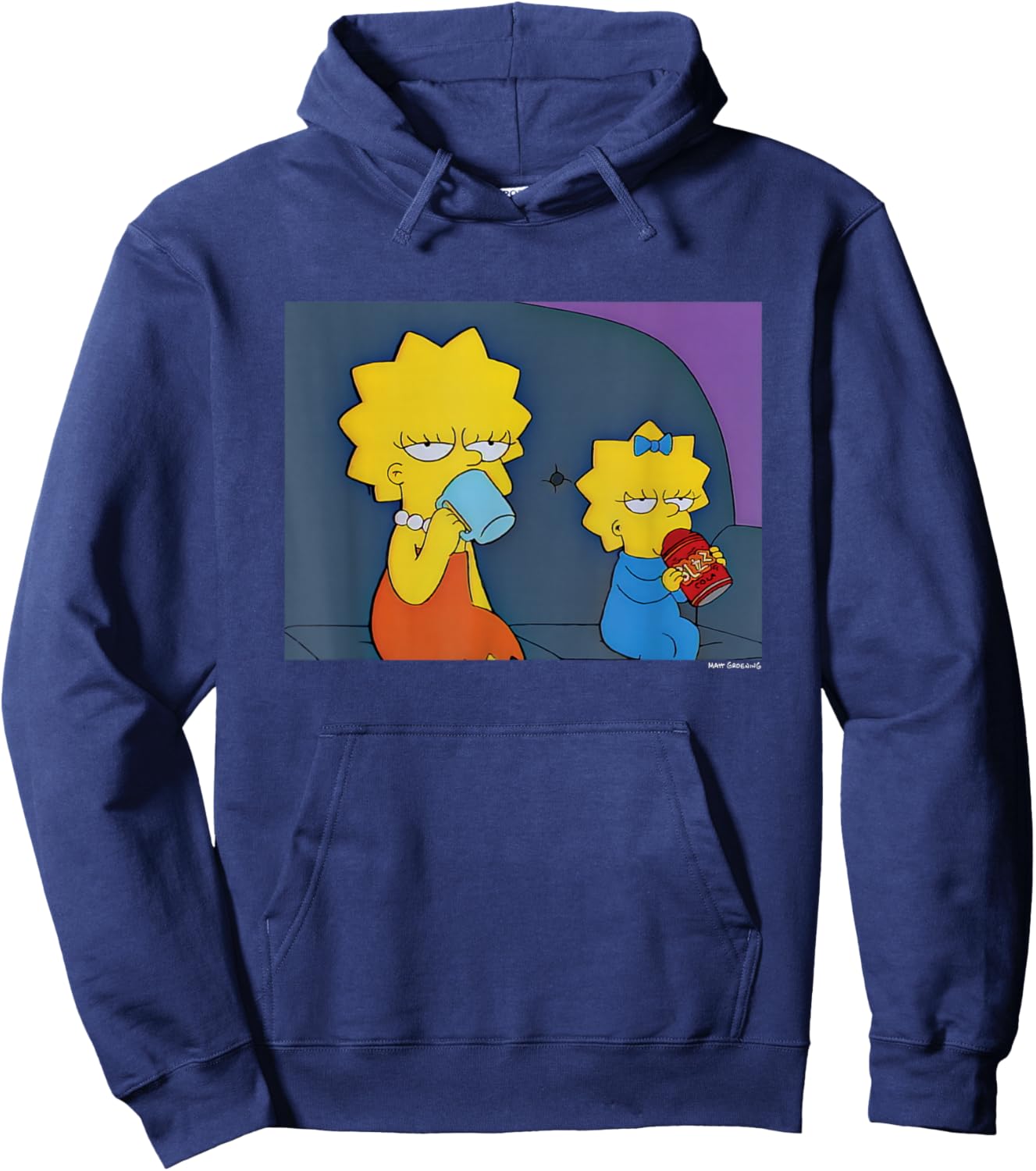 The Simpsons Lisa & Maggie Morning Mood Panel Hoodie - Hoodie | Navy