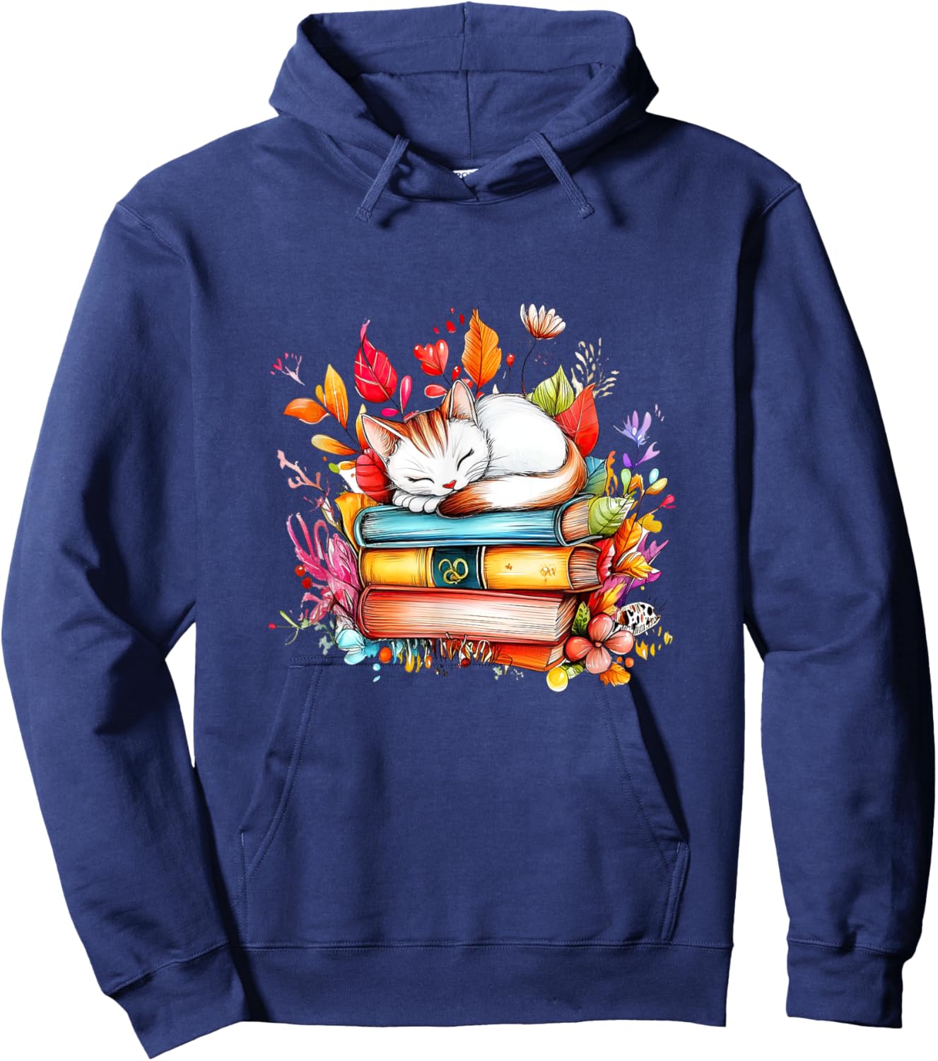 The Cozy Cat Reader’s Realm Hoodie - Hoodie | Navy