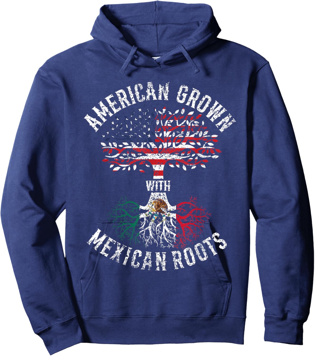 American Grown with Mexican Roots USA Mexico Hoodie - Hoodie | Navy