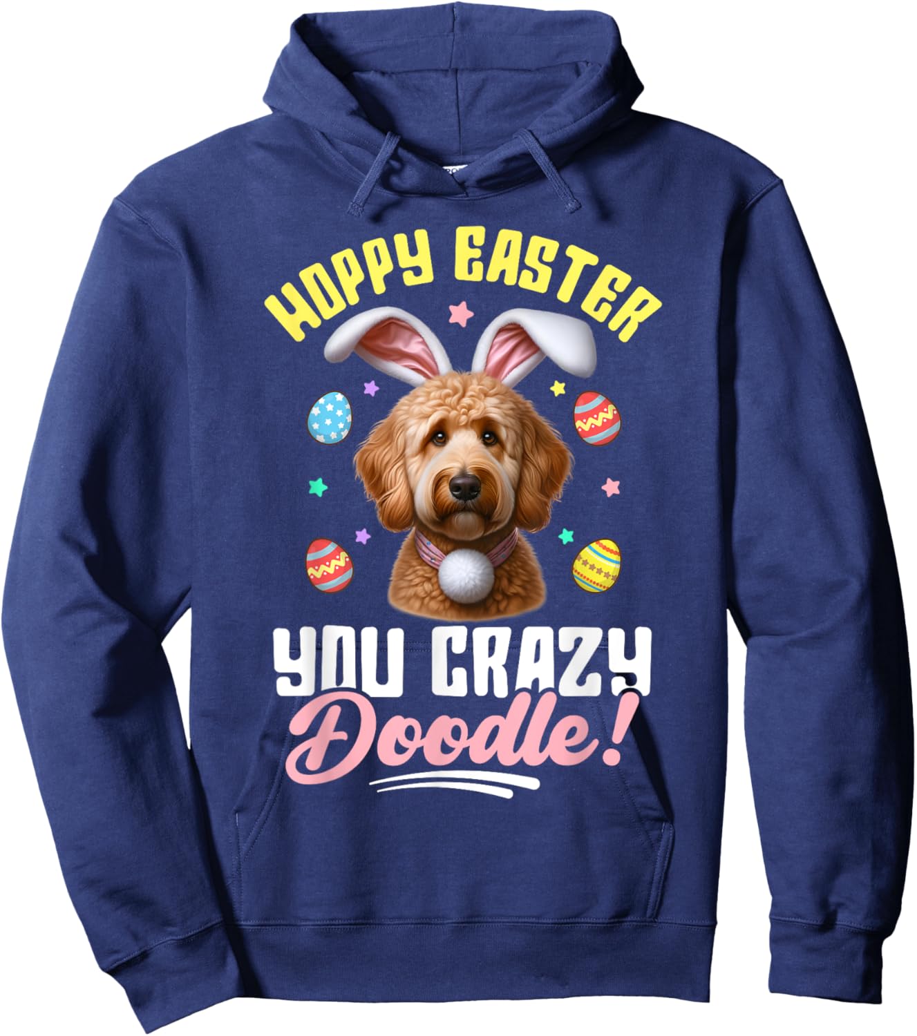Funny Hoppy Easter Doodle Bunny Dog Lover Hoodie - Hoodie | Navy