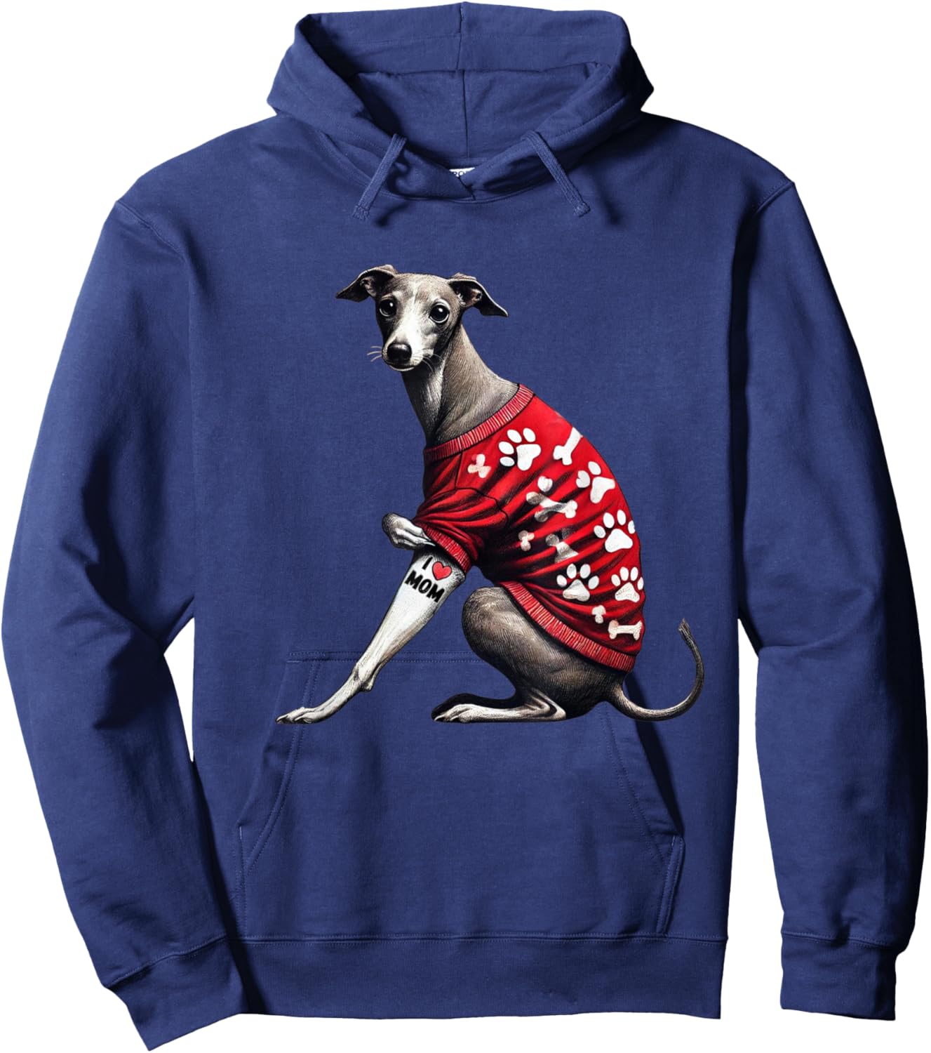 Funny I Love Mom Tattoo Italian Greyhound Mom Hoodie - Hoodie | Navy