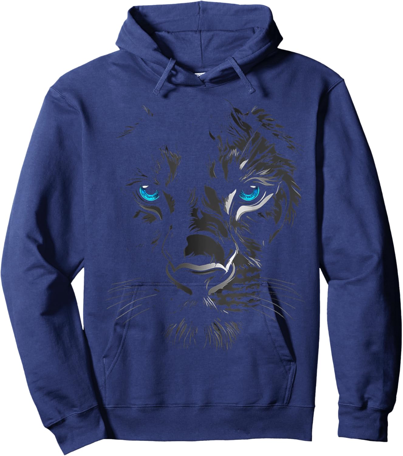 Lion Animal Graphic Blue Eyes Illustration Lion Hoodie - Hoodie | Navy