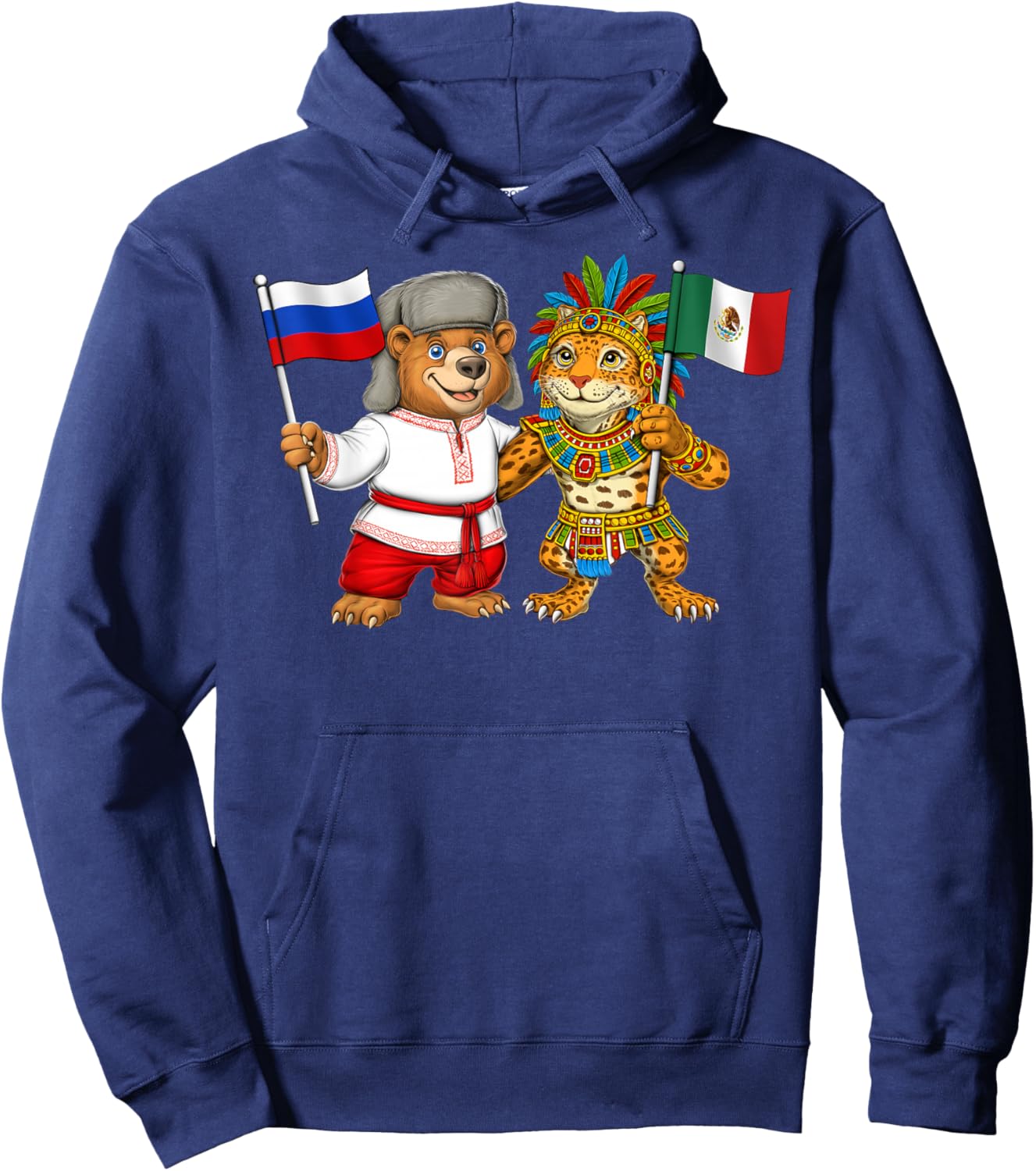 Russia Mexico Flag Proud Mexican Russian Roots Hoodie - Hoodie | Navy