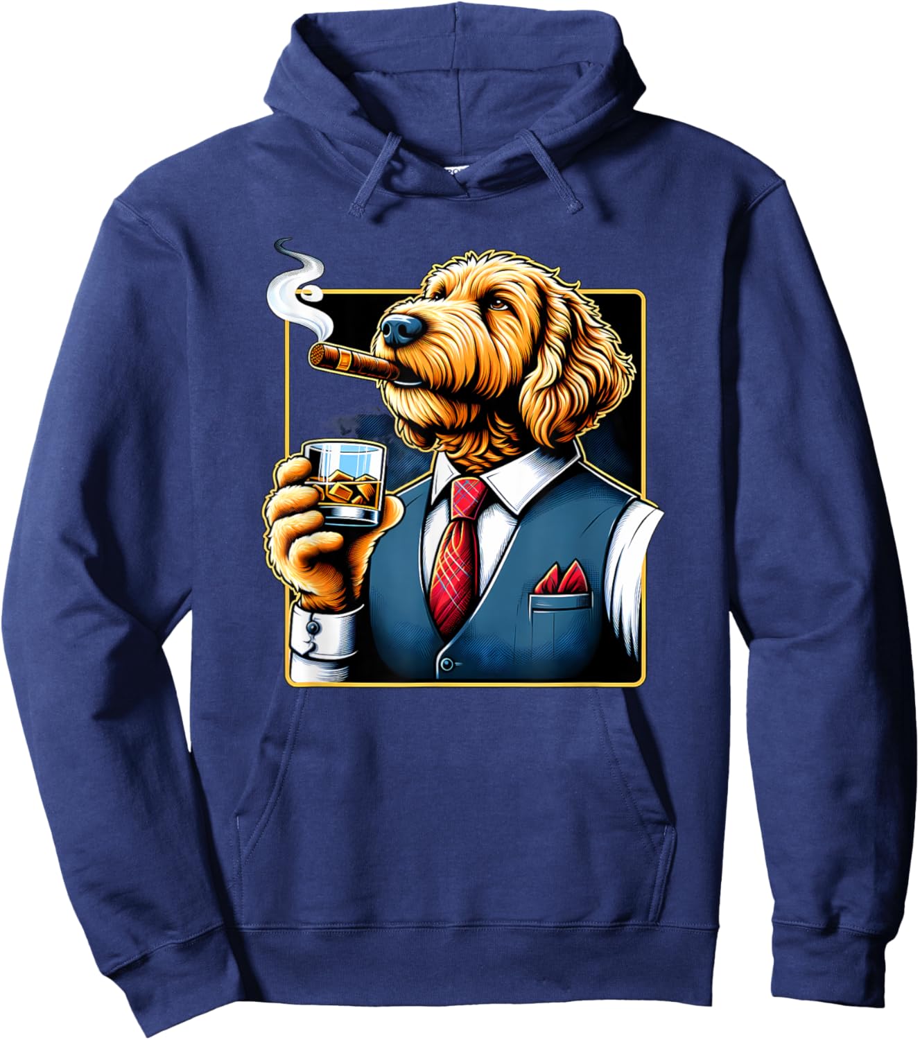 Labradoodle Dog Cigar And Whiskey Hoodie - Hoodie | Navy