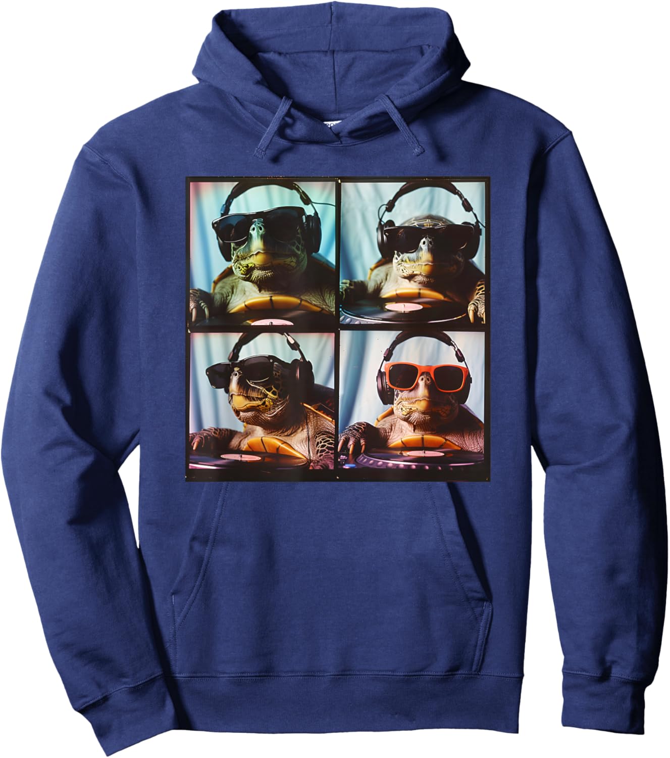 Funny Sea Turtle DJ Turntables 90s Hip Hop DJ Hoodie - Hoodie | Navy