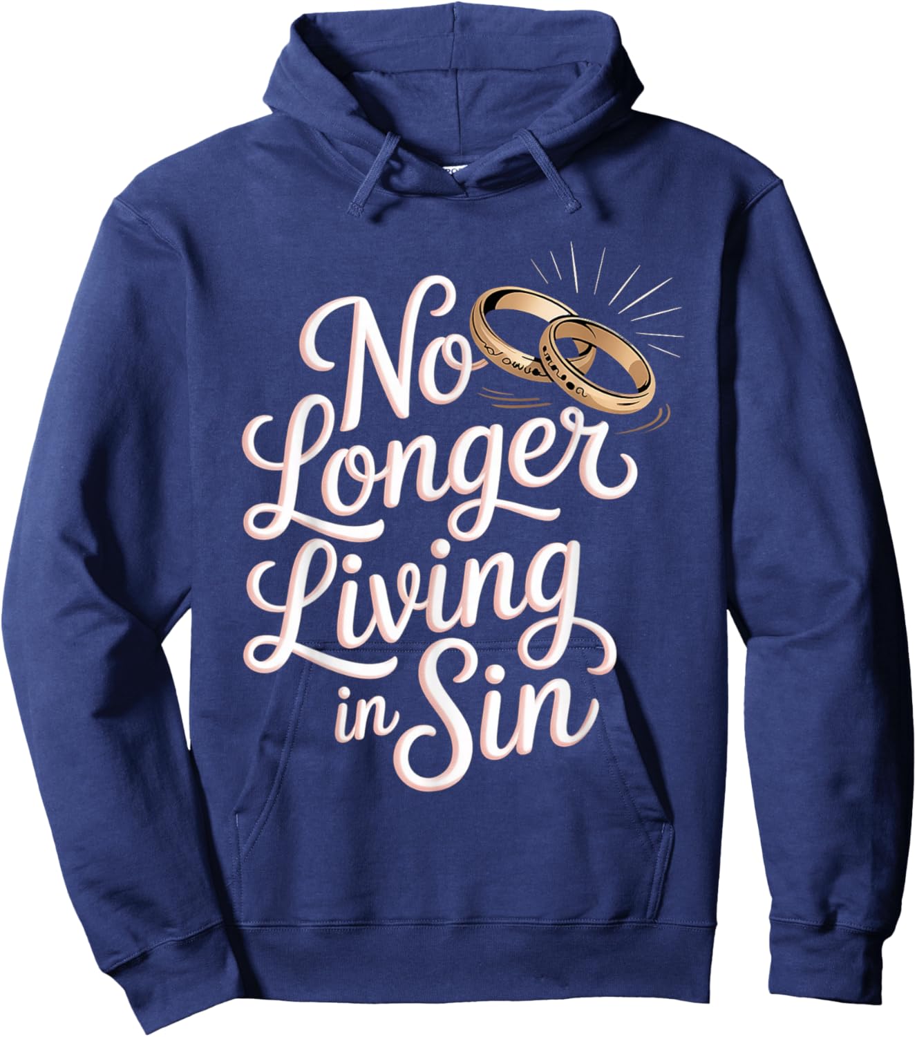 No Longer Living in Sin Marriage Wedding Couple Hoodie - Hoodie | Navy