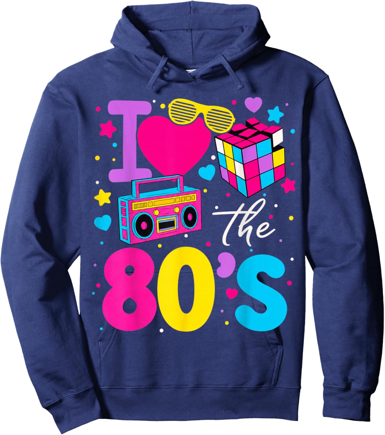I Love The 80s Clothes and Men Party Funny Hoodie - Hoodie | Navy