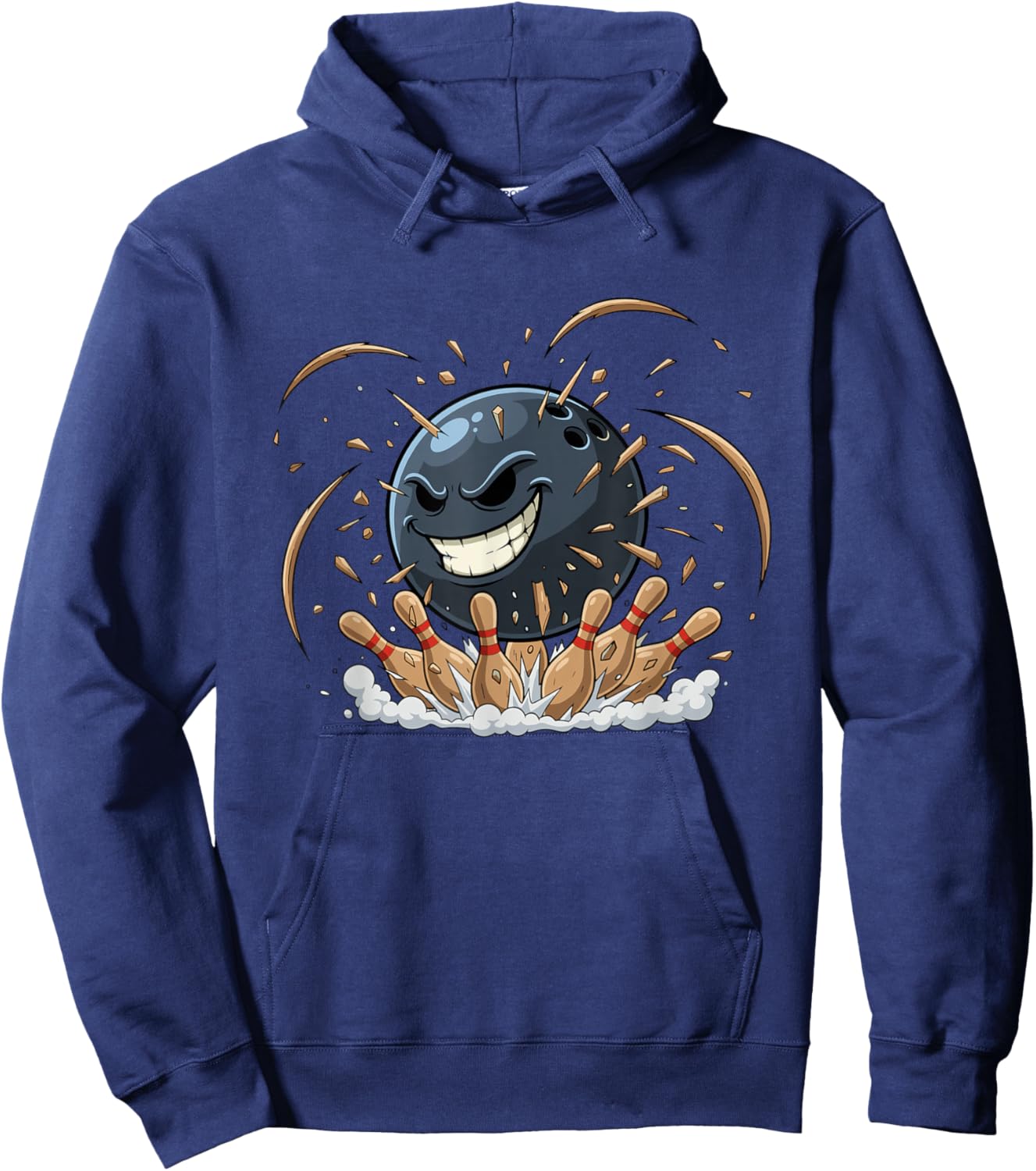 Angry Bowling Ball Smash Crazy Strike Power Hoodie - Hoodie | Navy