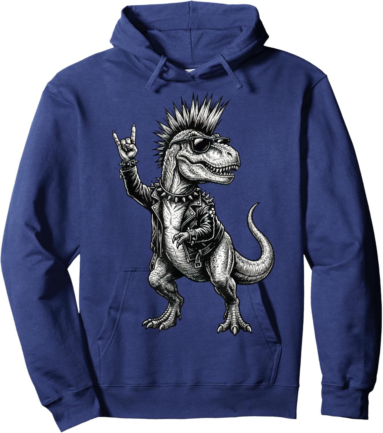 Dinosaur Punk Music T-rex Heavy Metal Hoodie - Hoodie | Navy