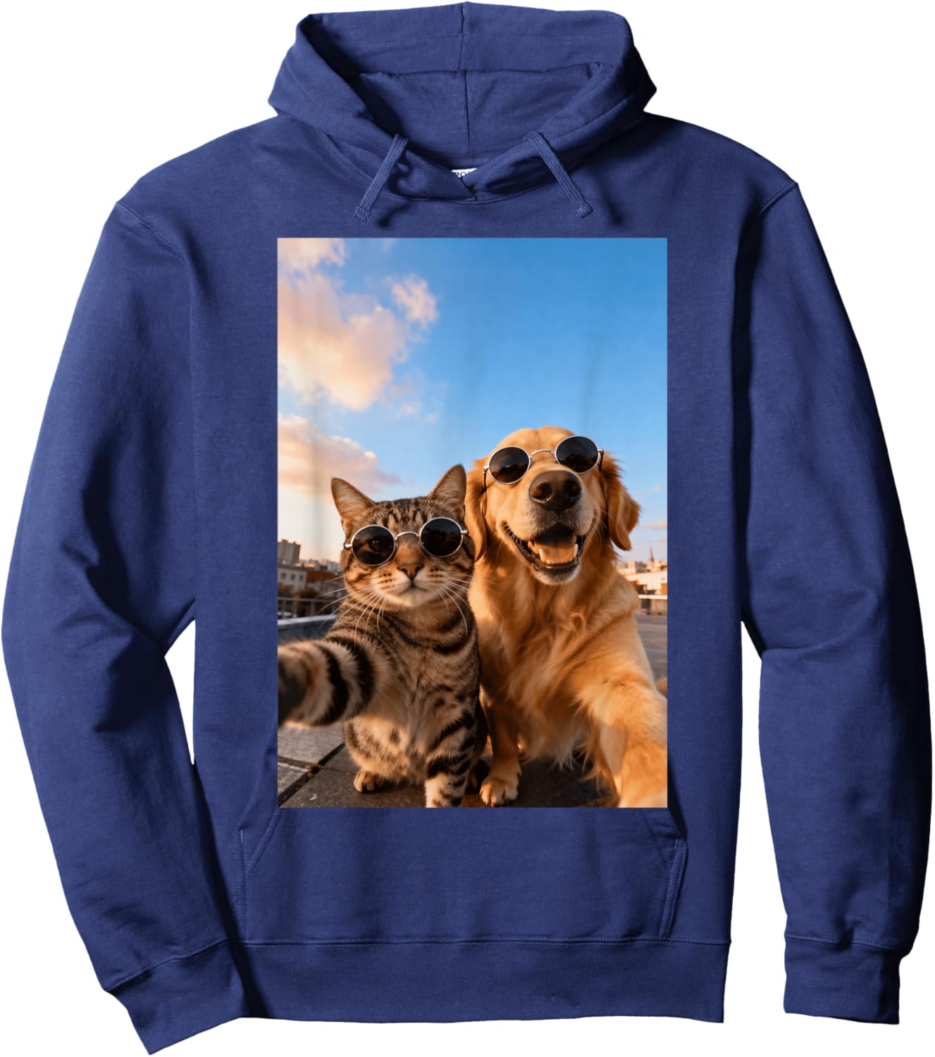 Cat and Dog Selfie Meme Hoodie - Hoodie | Navy