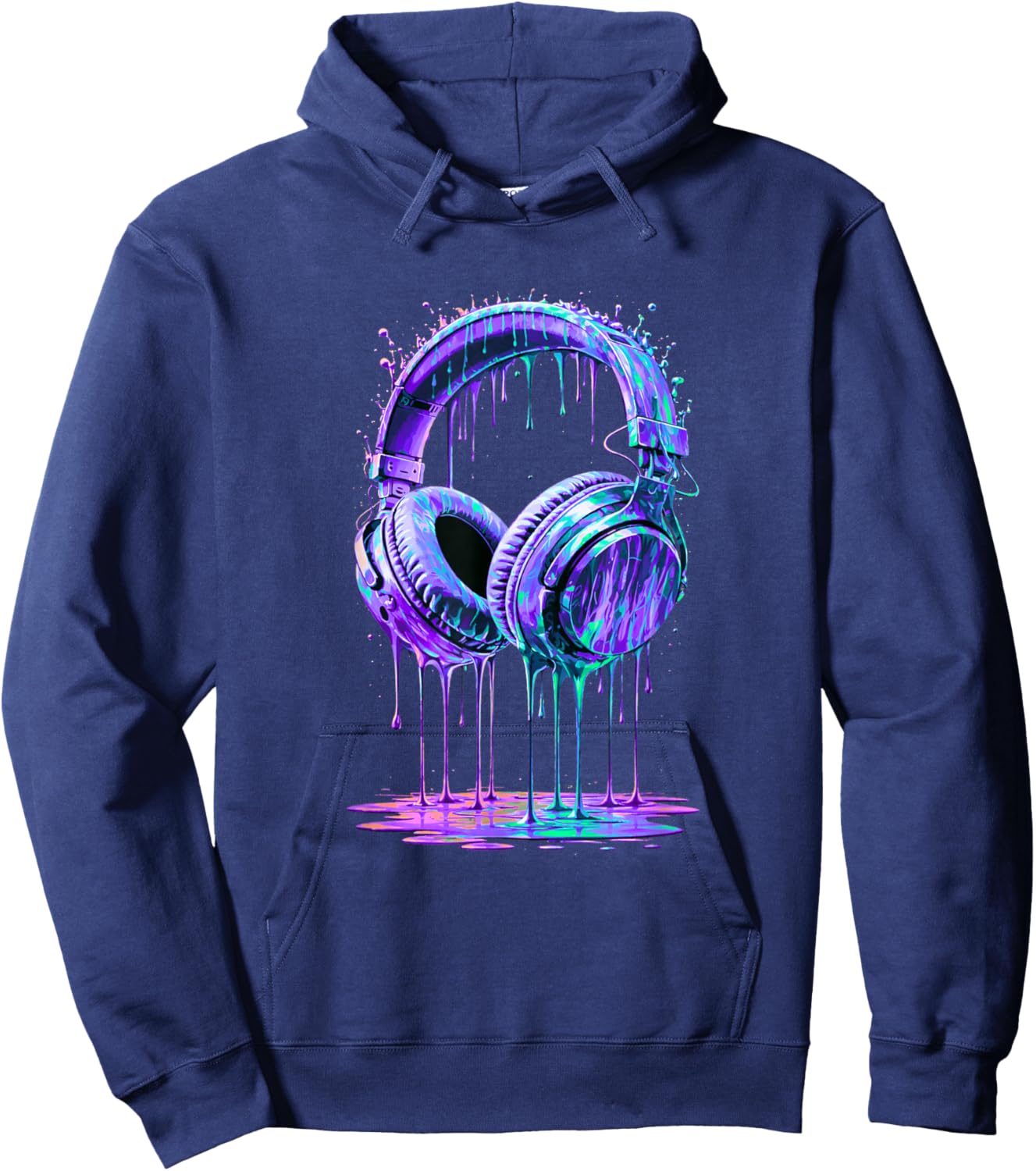 Kopfhörer DJ Gamer Musik Bunte Farbe Drip Art Hoodie - Hoodie | Navy